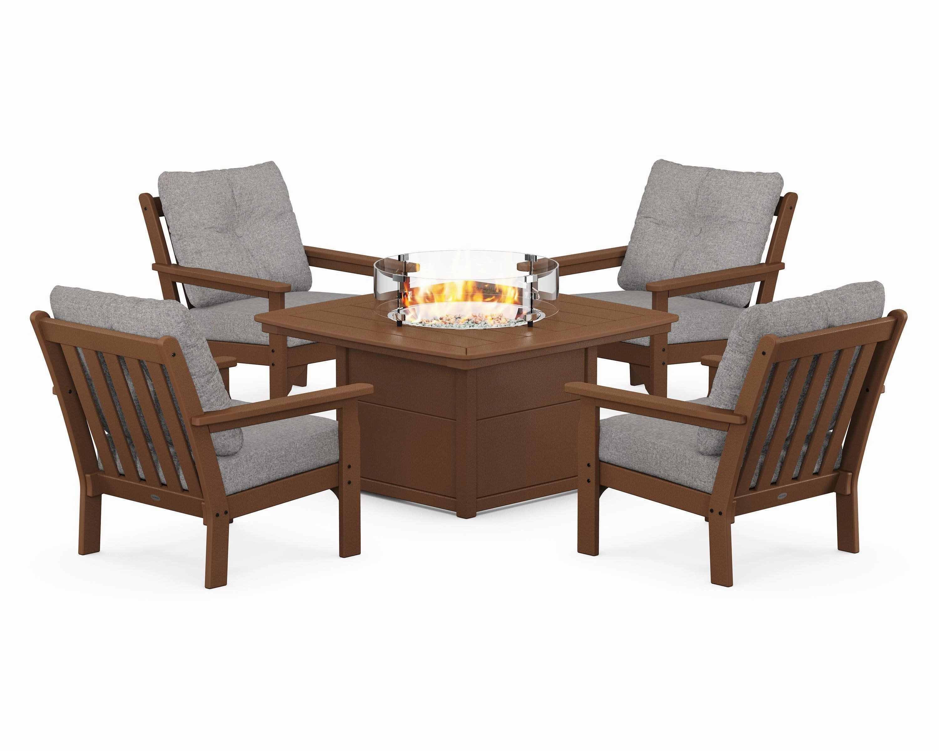 Vineyard 5-Piece Conversation Set with Fire Pit Table