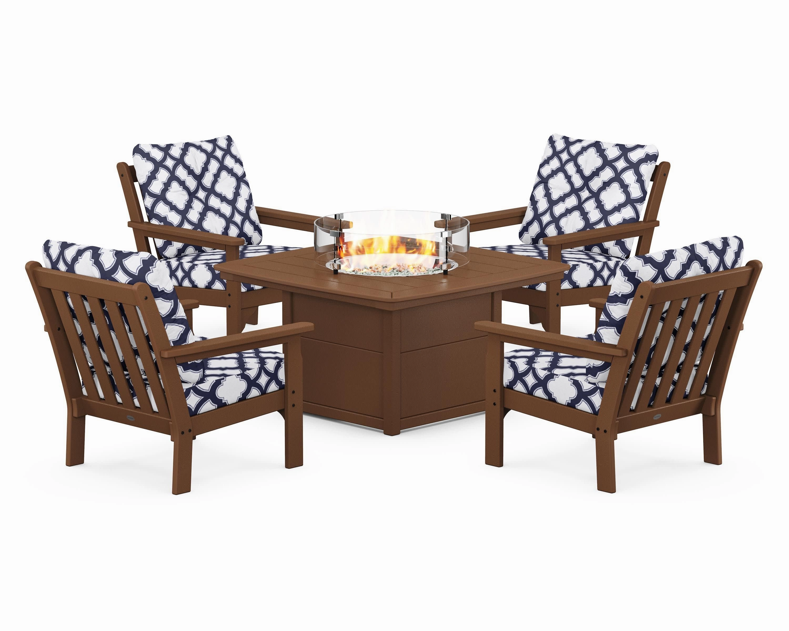 Vineyard 5-Piece Conversation Set with Fire Pit Table