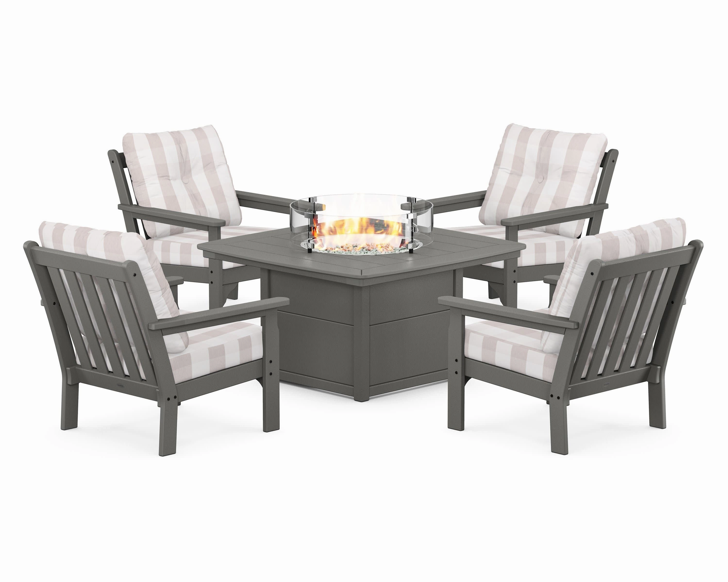 Vineyard 5-Piece Conversation Set with Fire Pit Table
