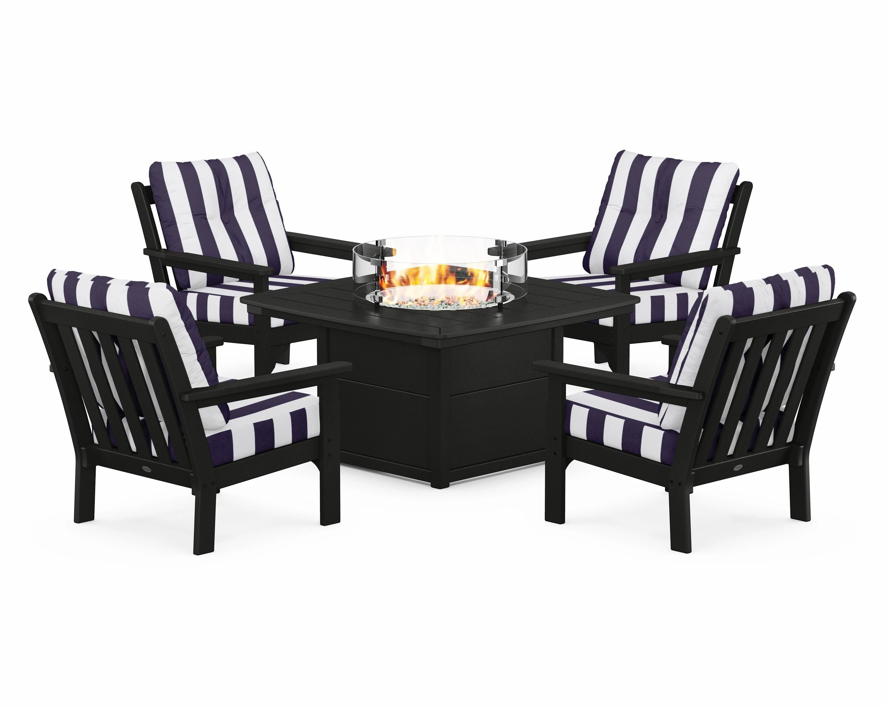 Vineyard 5-Piece Conversation Set with Fire Pit Table