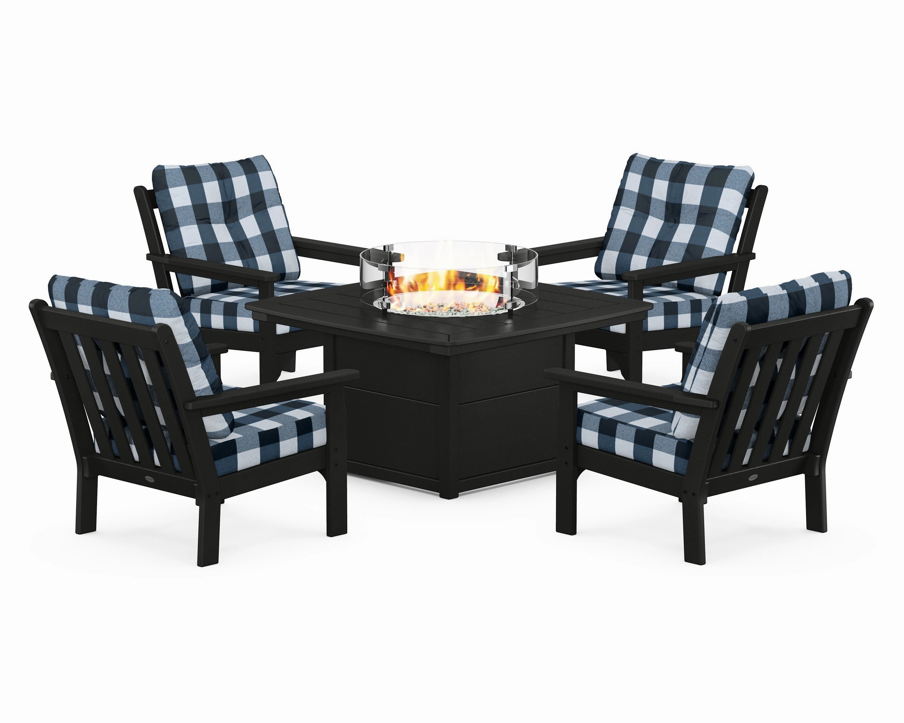 Vineyard 5-Piece Conversation Set with Fire Pit Table