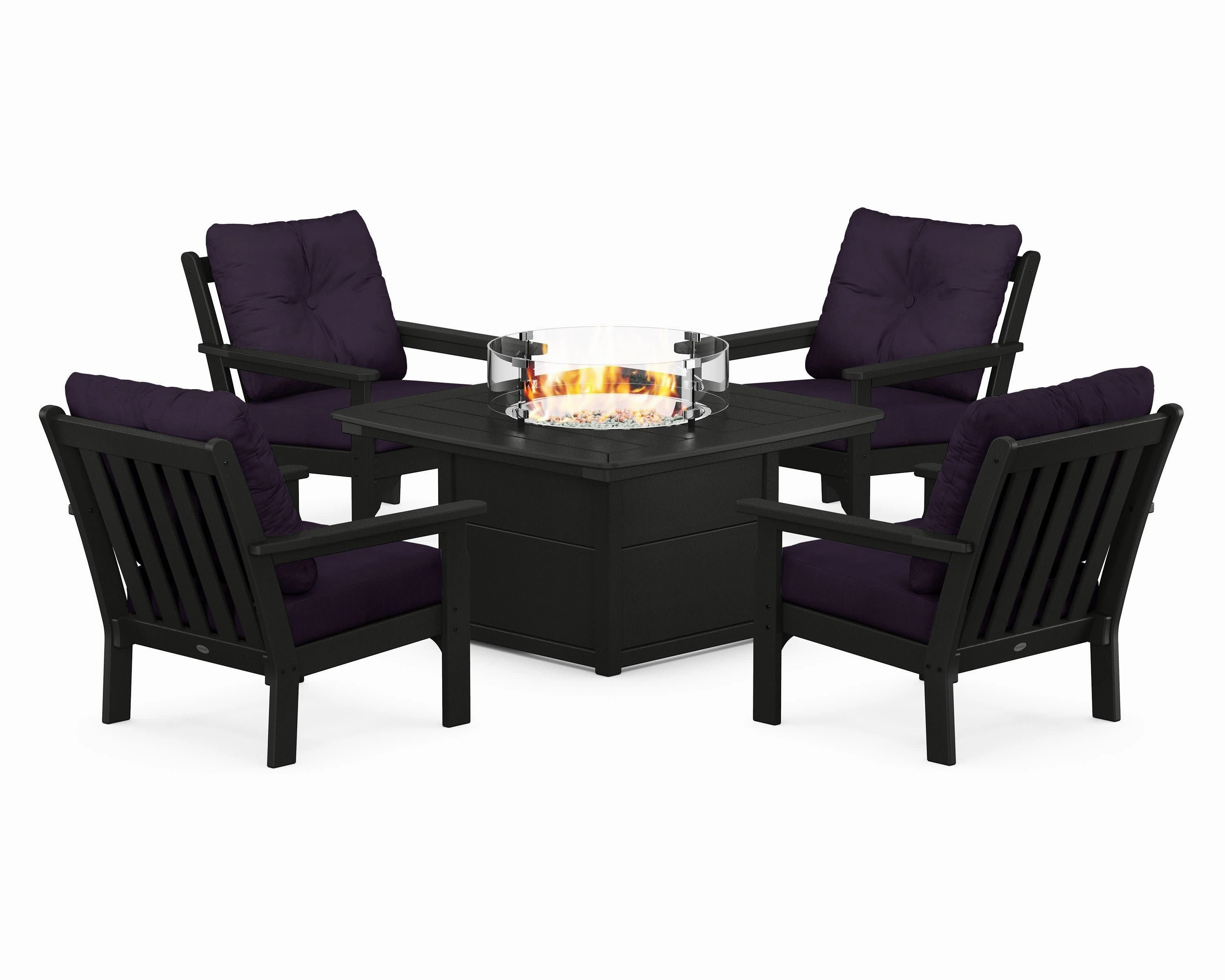 Vineyard 5-Piece Conversation Set with Fire Pit Table