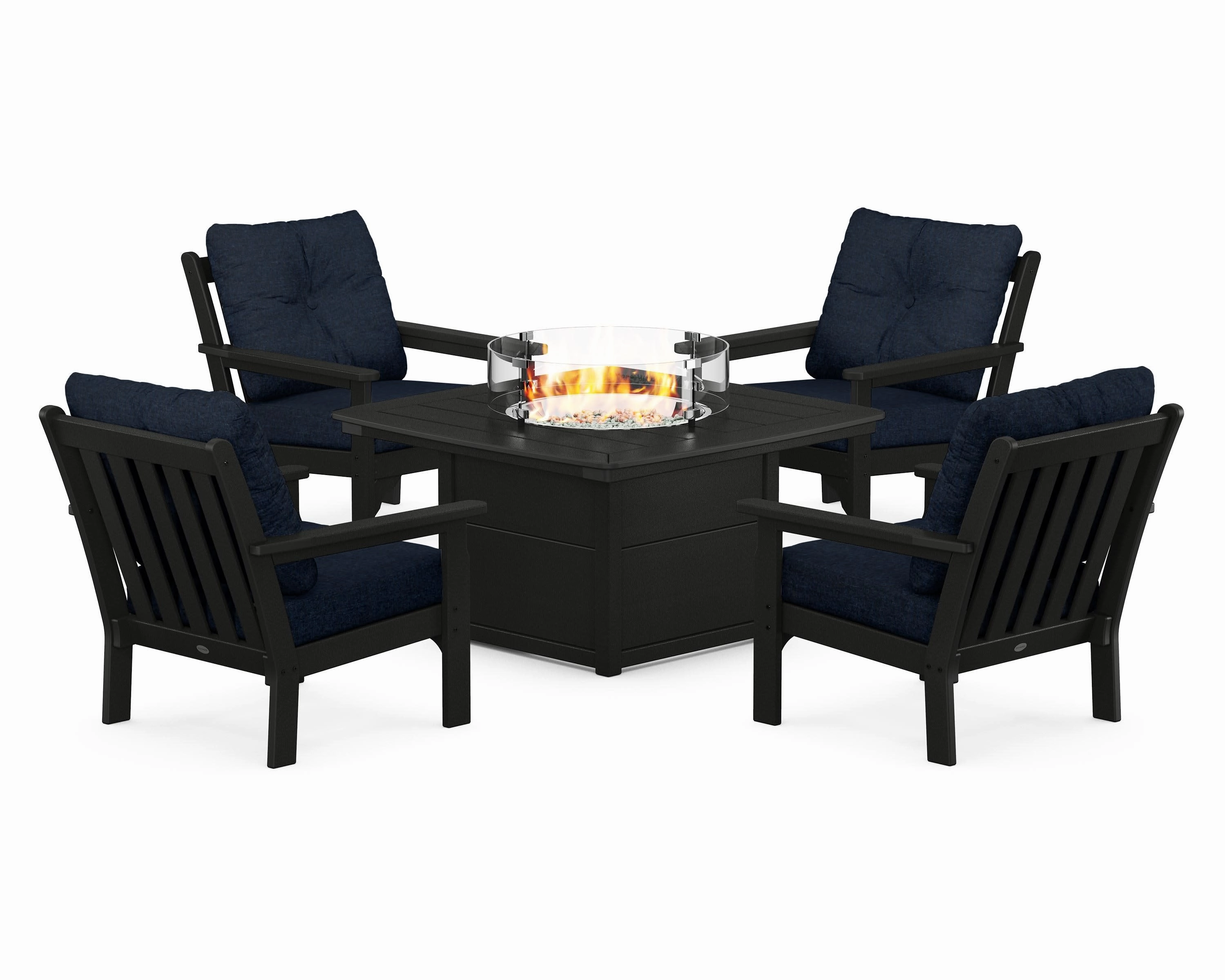 Vineyard 5-Piece Conversation Set with Fire Pit Table