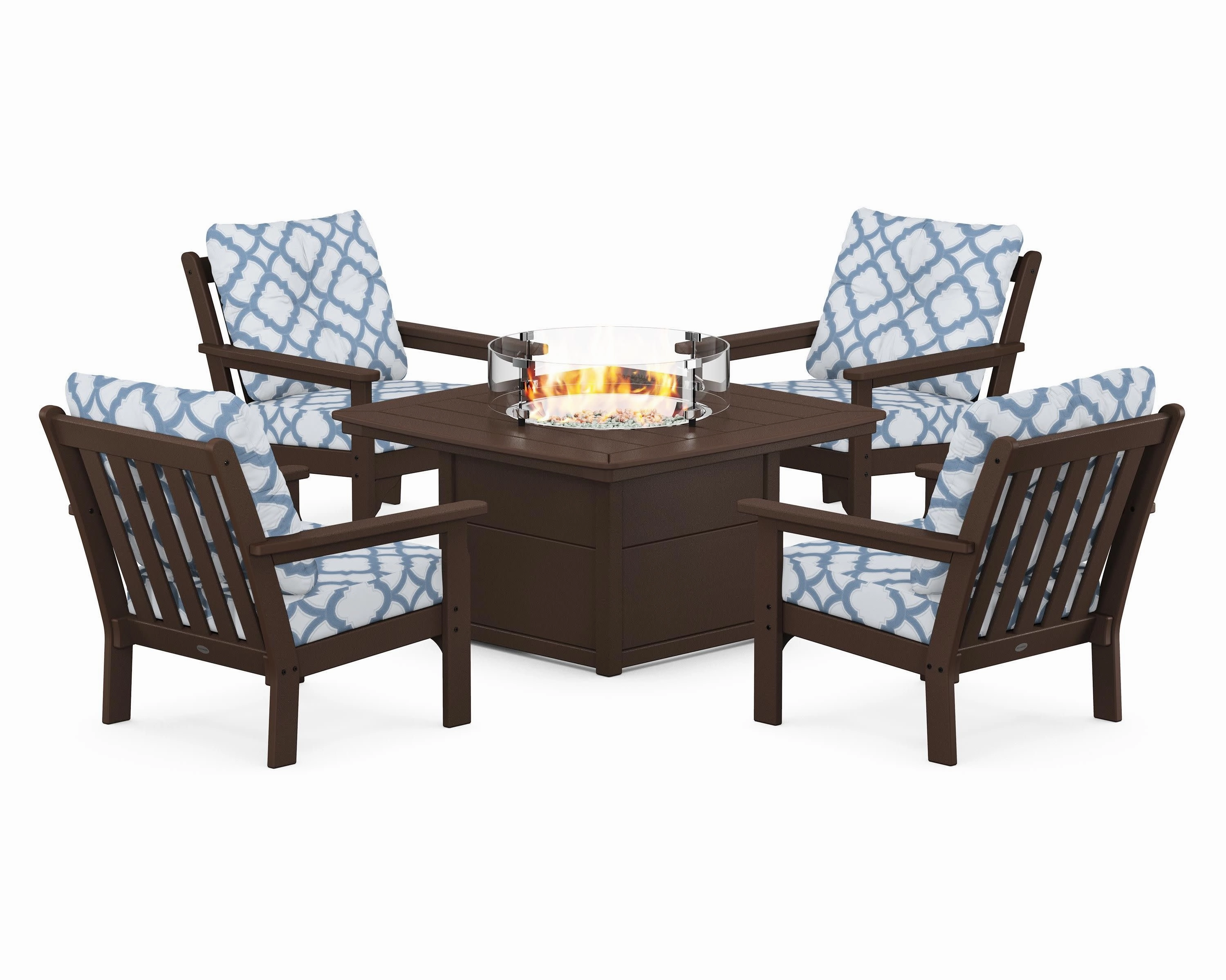 Vineyard 5-Piece Conversation Set with Fire Pit Table