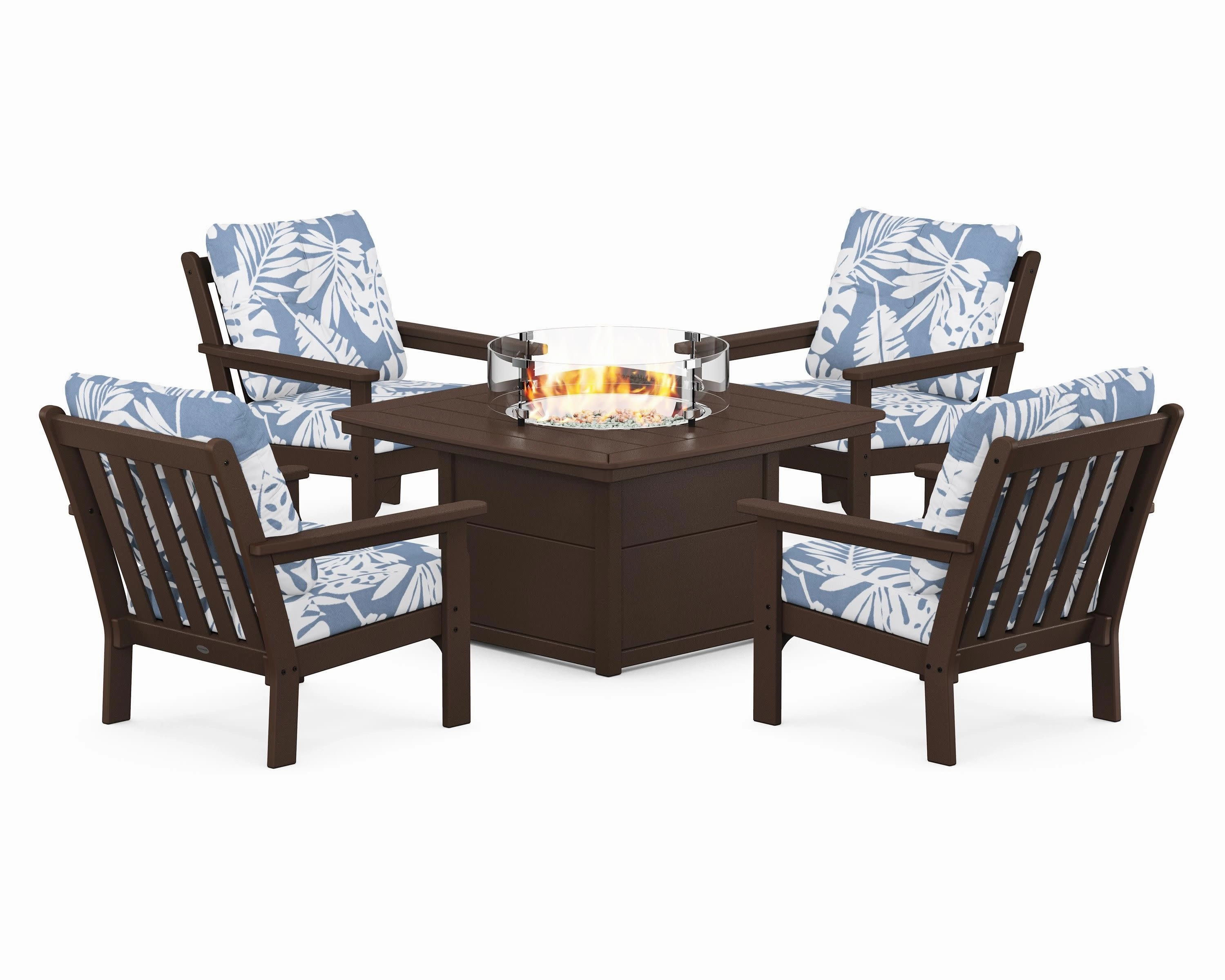 Vineyard 5-Piece Conversation Set with Fire Pit Table