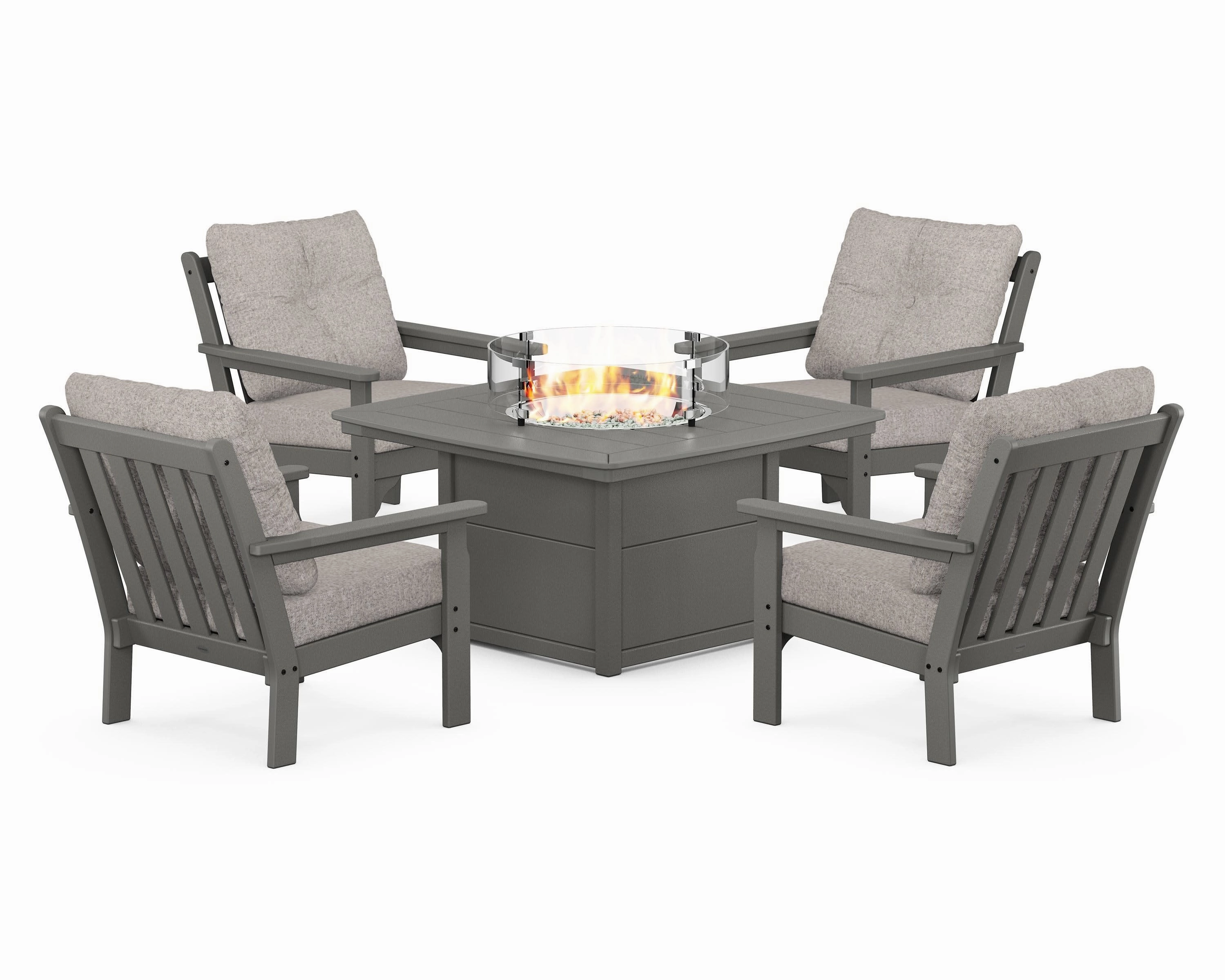 Vineyard 5-Piece Conversation Set with Fire Pit Table