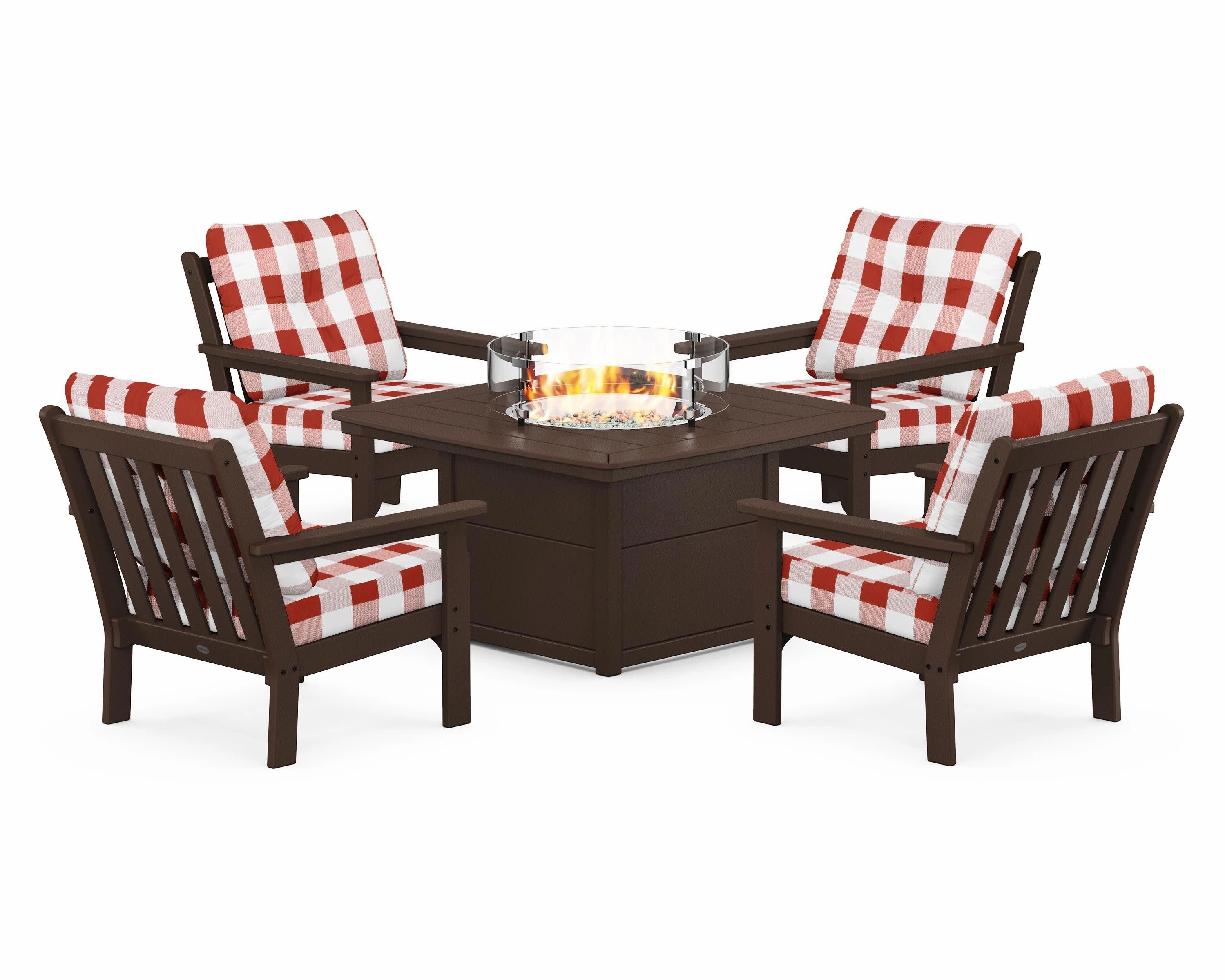 Vineyard 5-Piece Conversation Set with Fire Pit Table