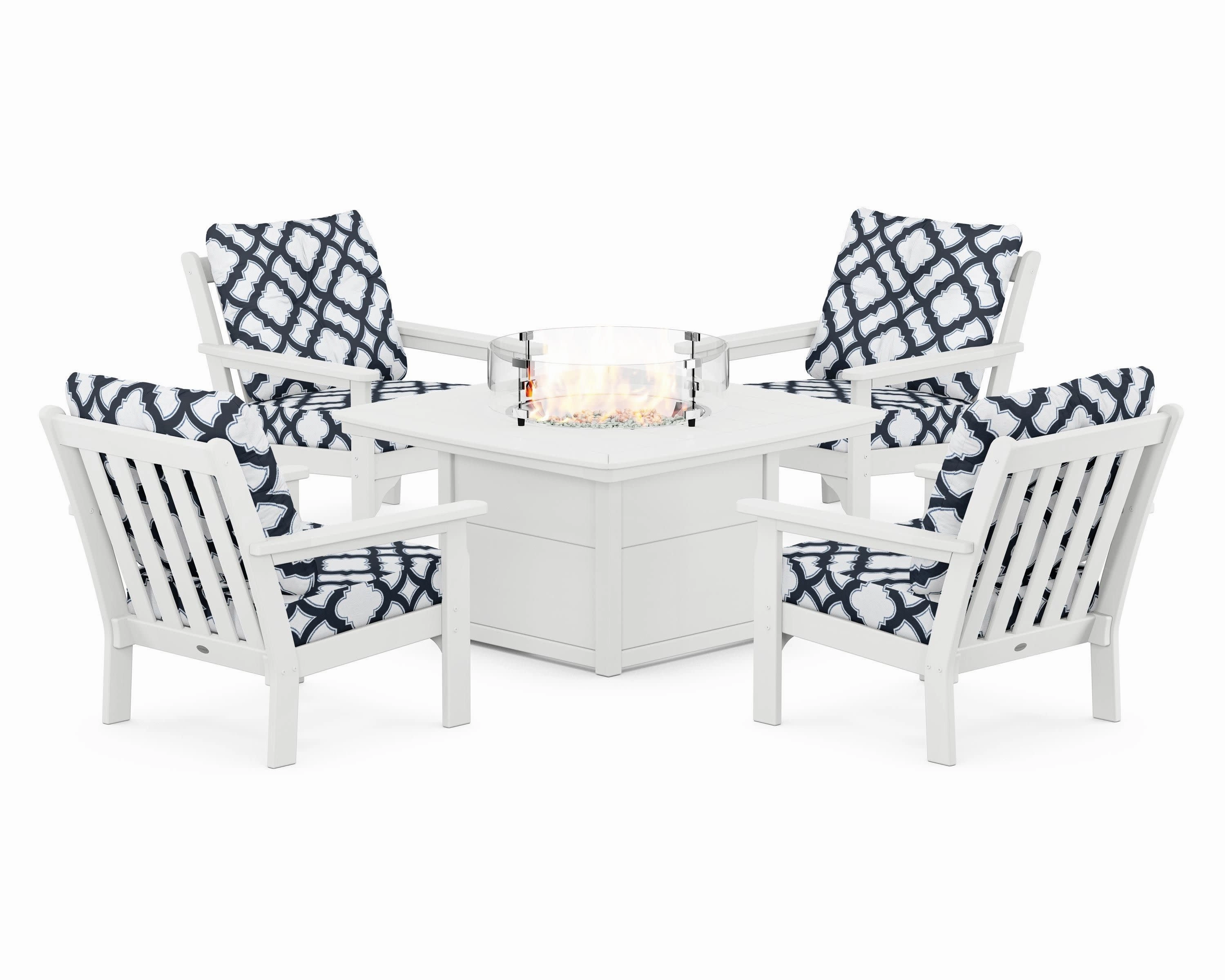 Vineyard 5-Piece Conversation Set with Fire Pit Table
