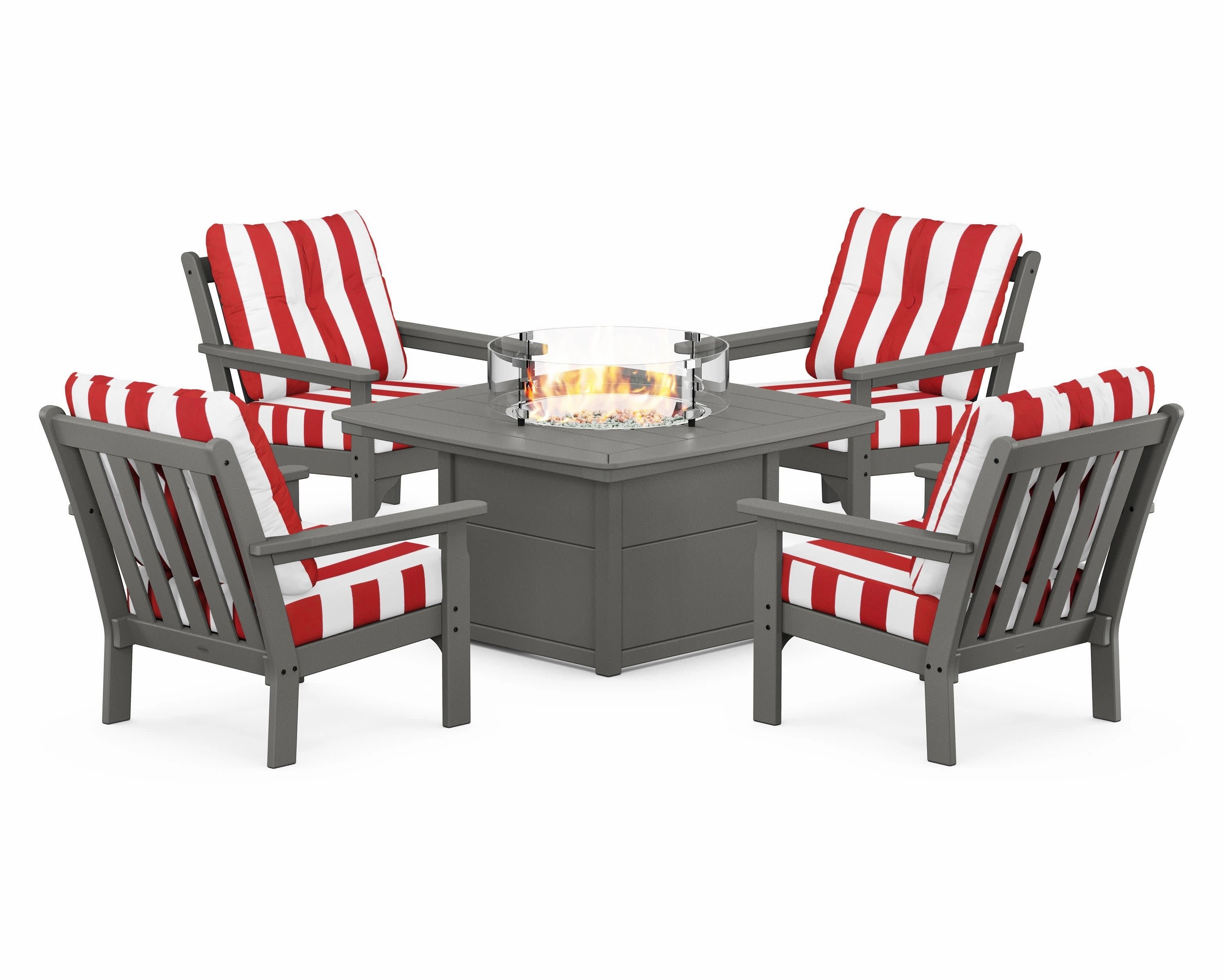 Vineyard 5-Piece Conversation Set with Fire Pit Table