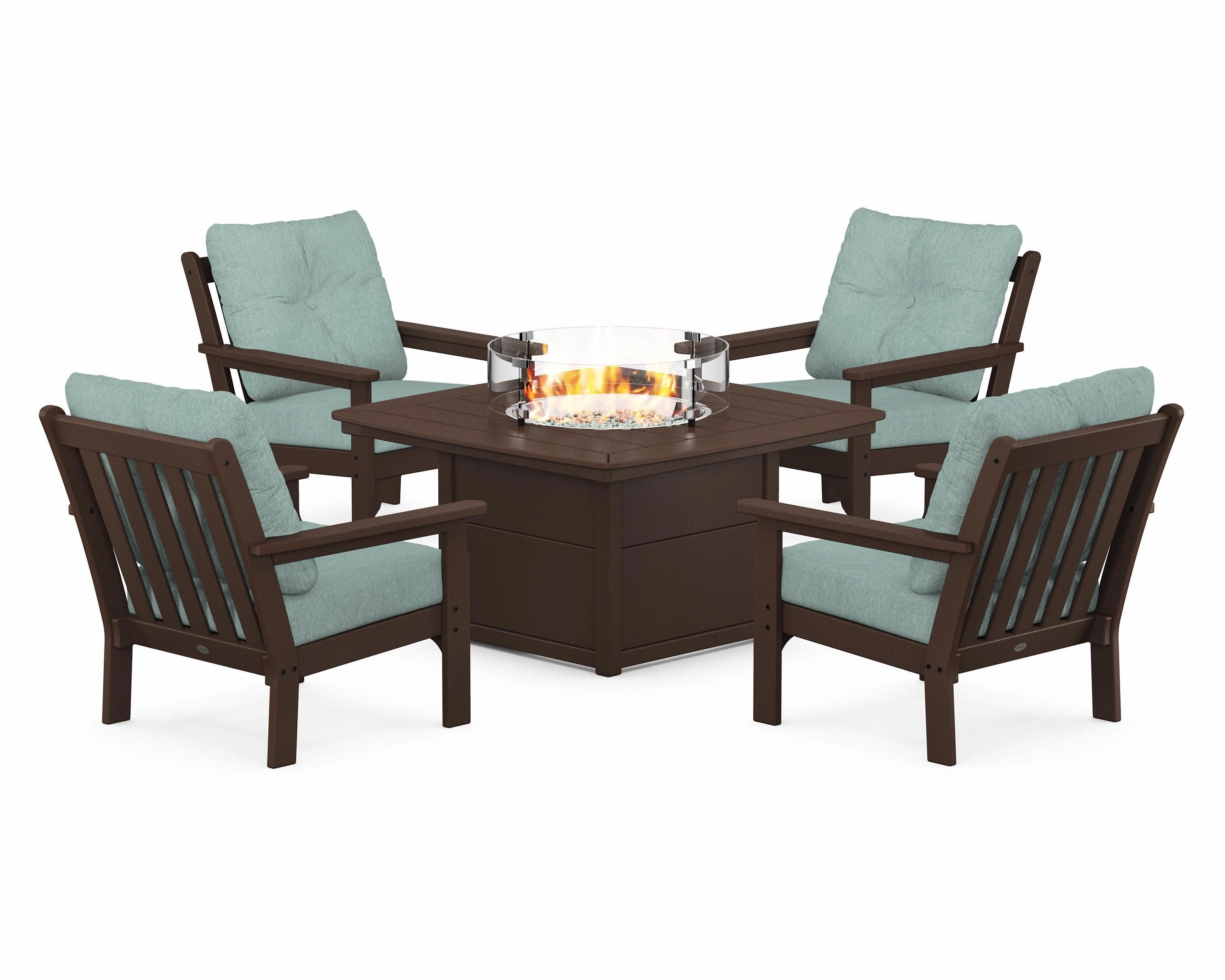 Vineyard 5-Piece Conversation Set with Fire Pit Table