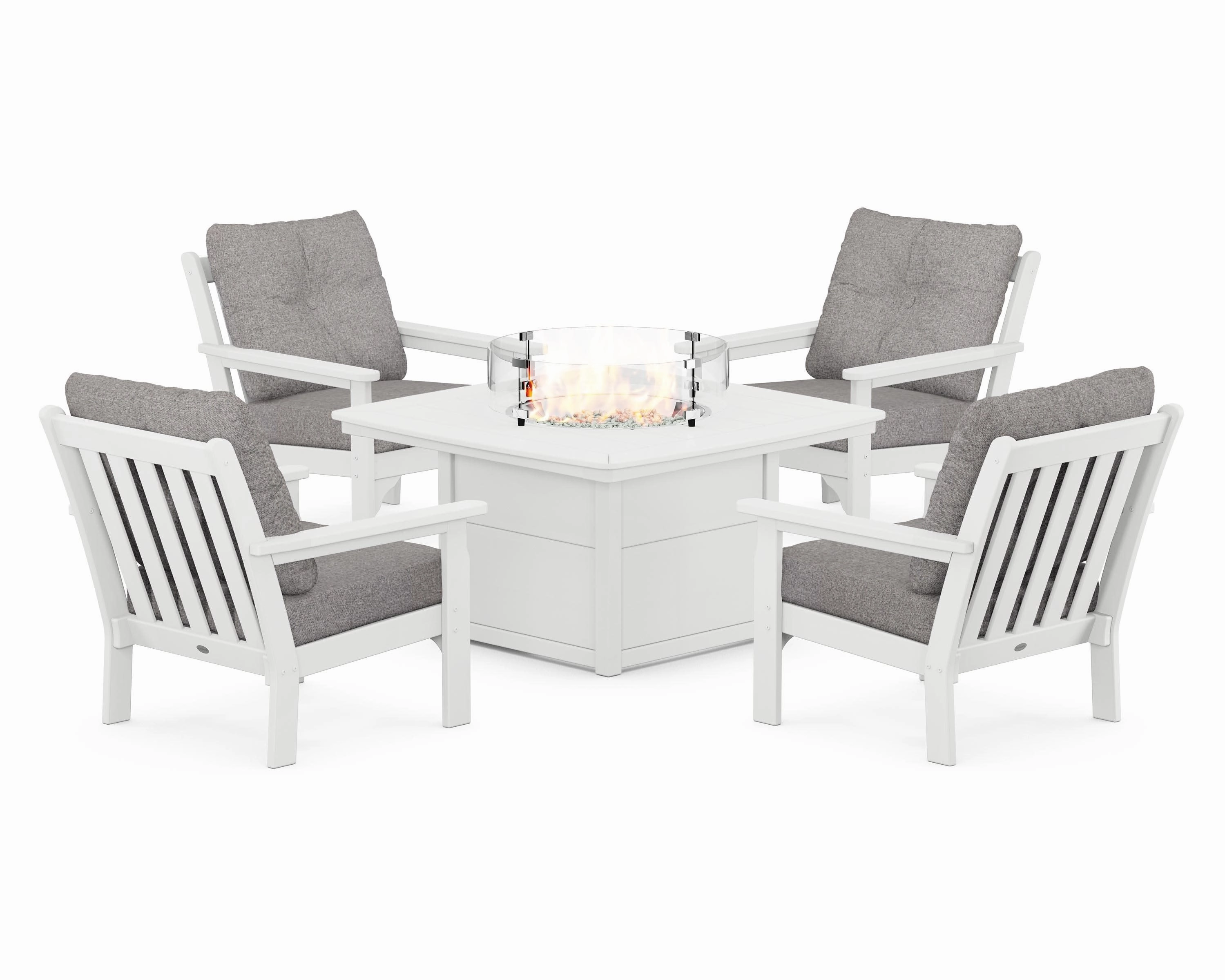 Vineyard 5-Piece Conversation Set with Fire Pit Table