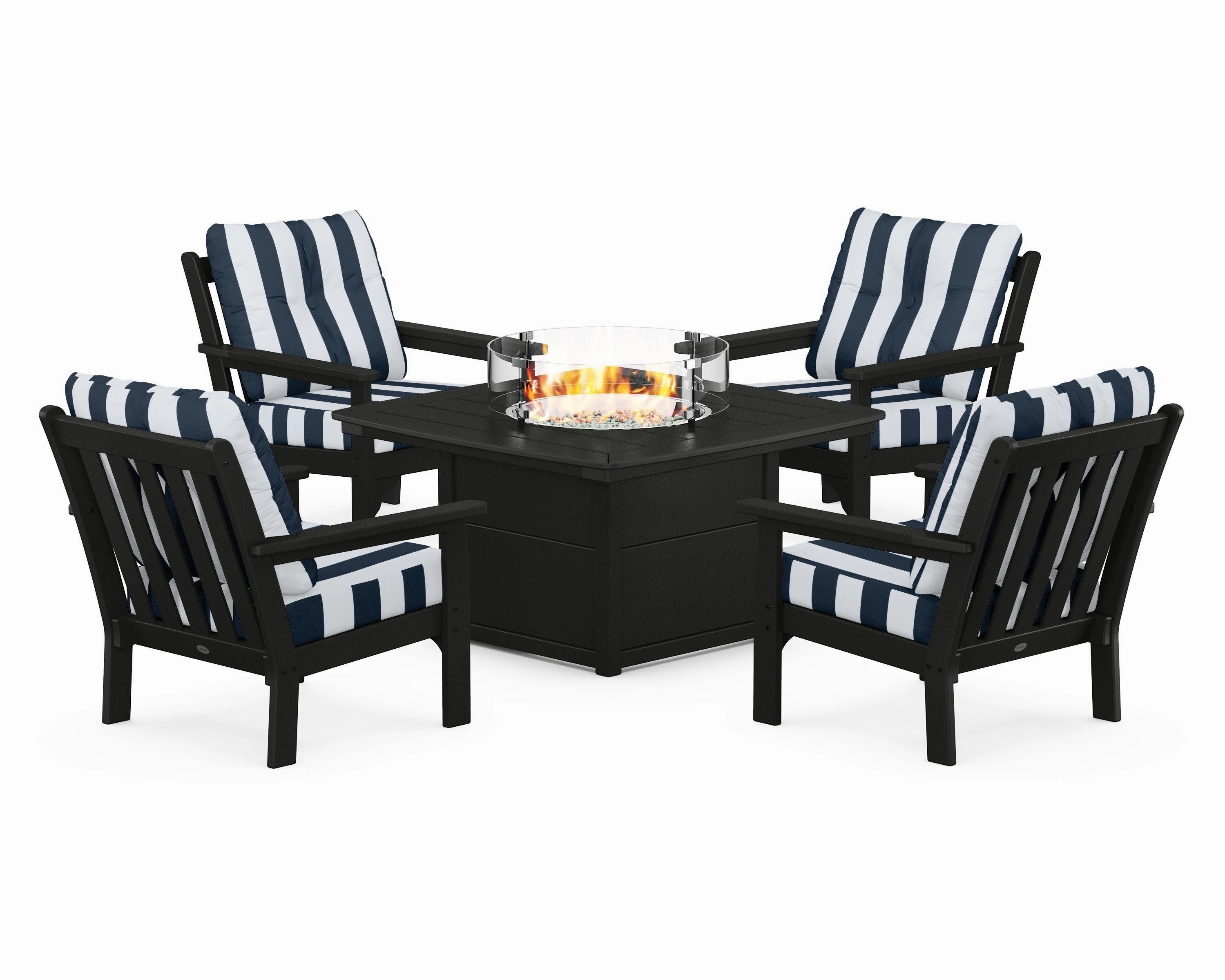Vineyard 5-Piece Conversation Set with Fire Pit Table