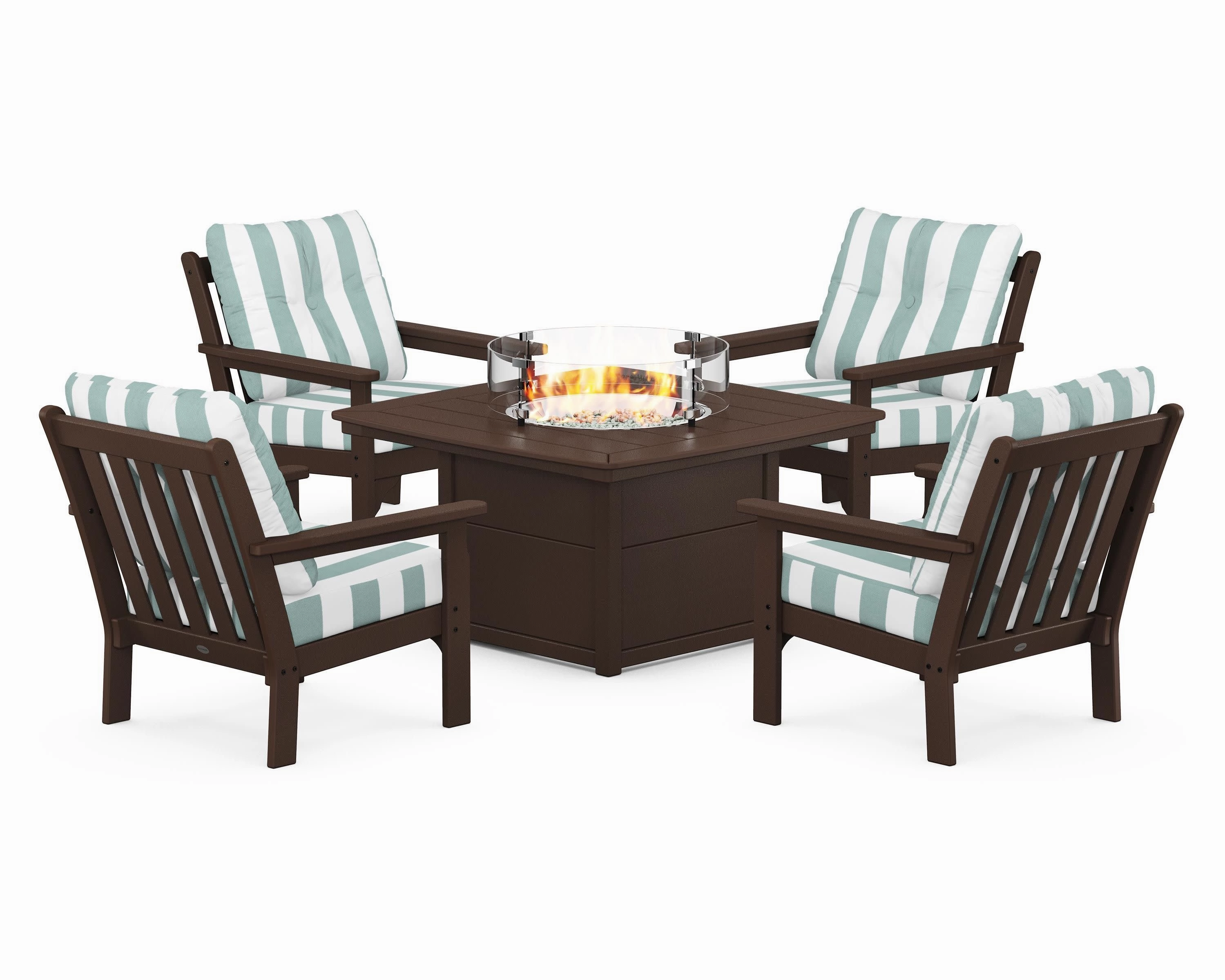 Vineyard 5-Piece Conversation Set with Fire Pit Table