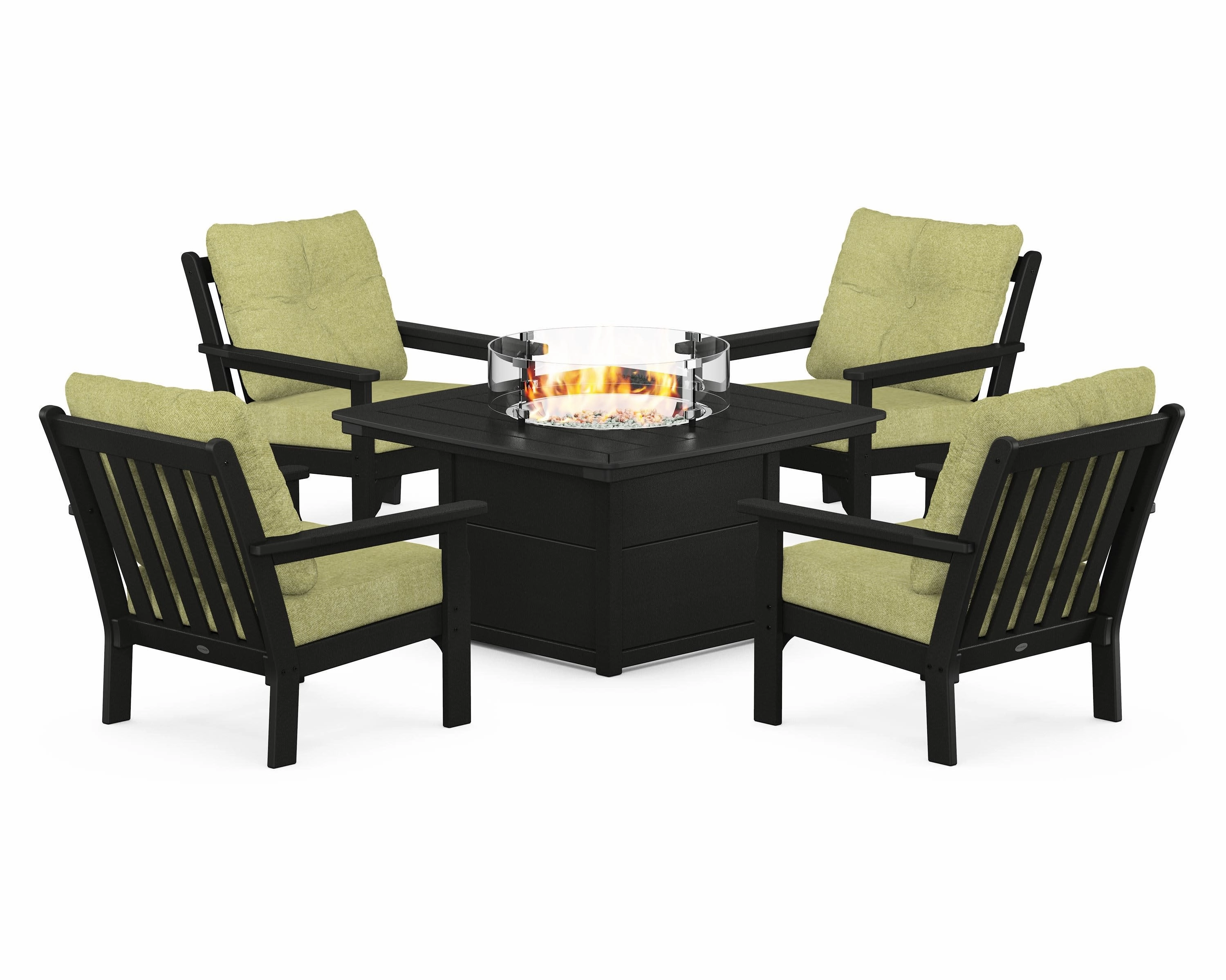 Vineyard 5-Piece Conversation Set with Fire Pit Table