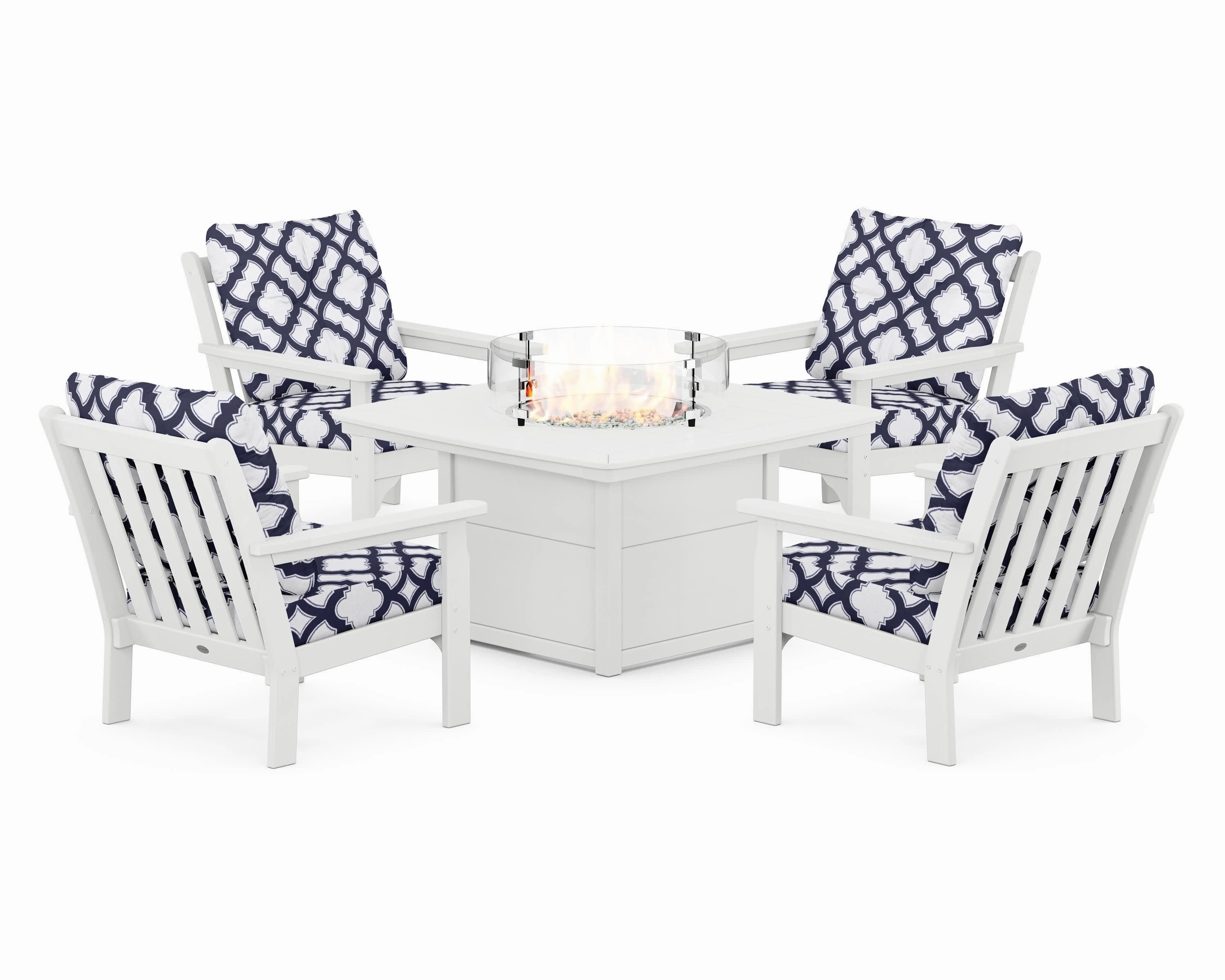 Vineyard 5-Piece Conversation Set with Fire Pit Table