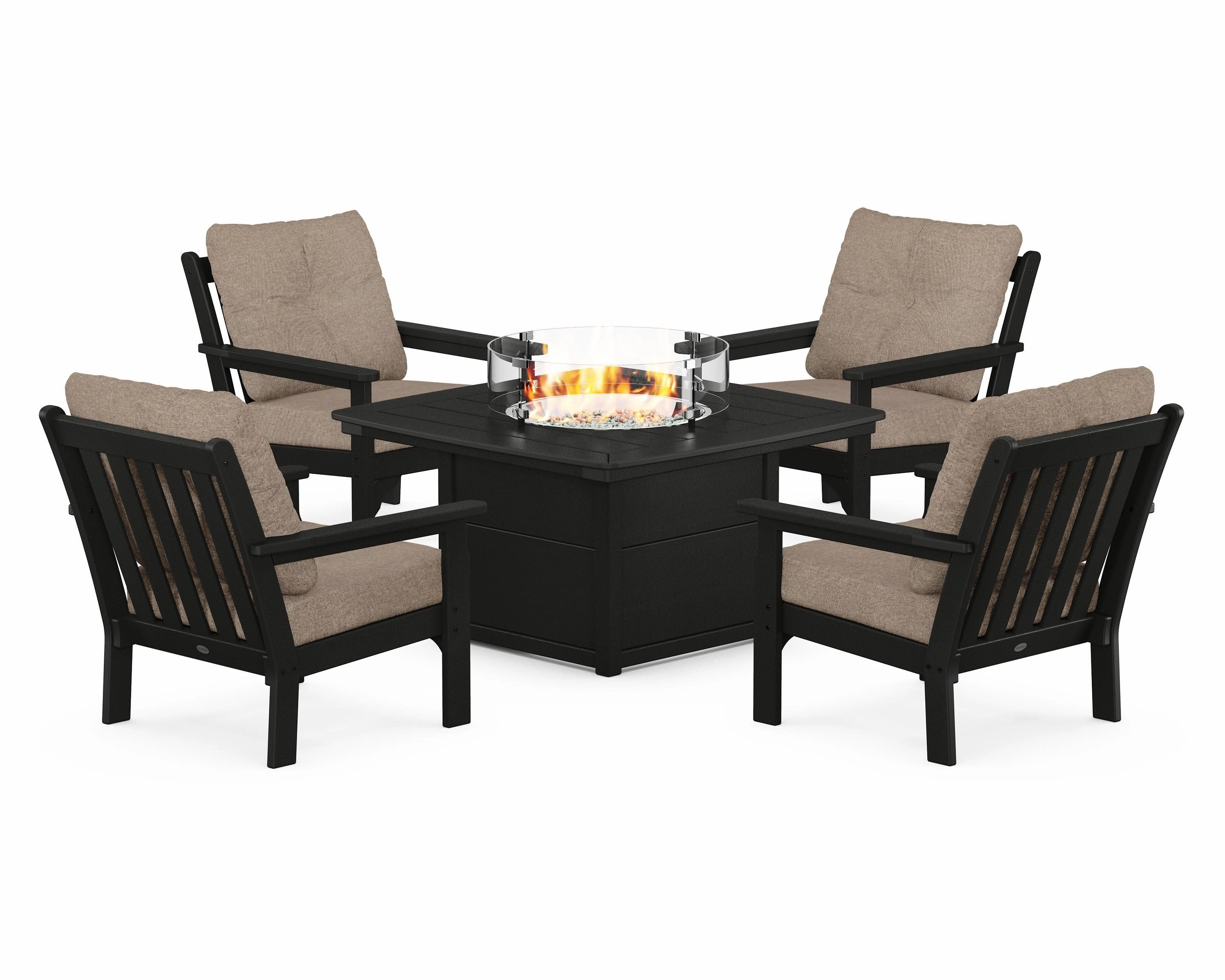 Vineyard 5-Piece Conversation Set with Fire Pit Table
