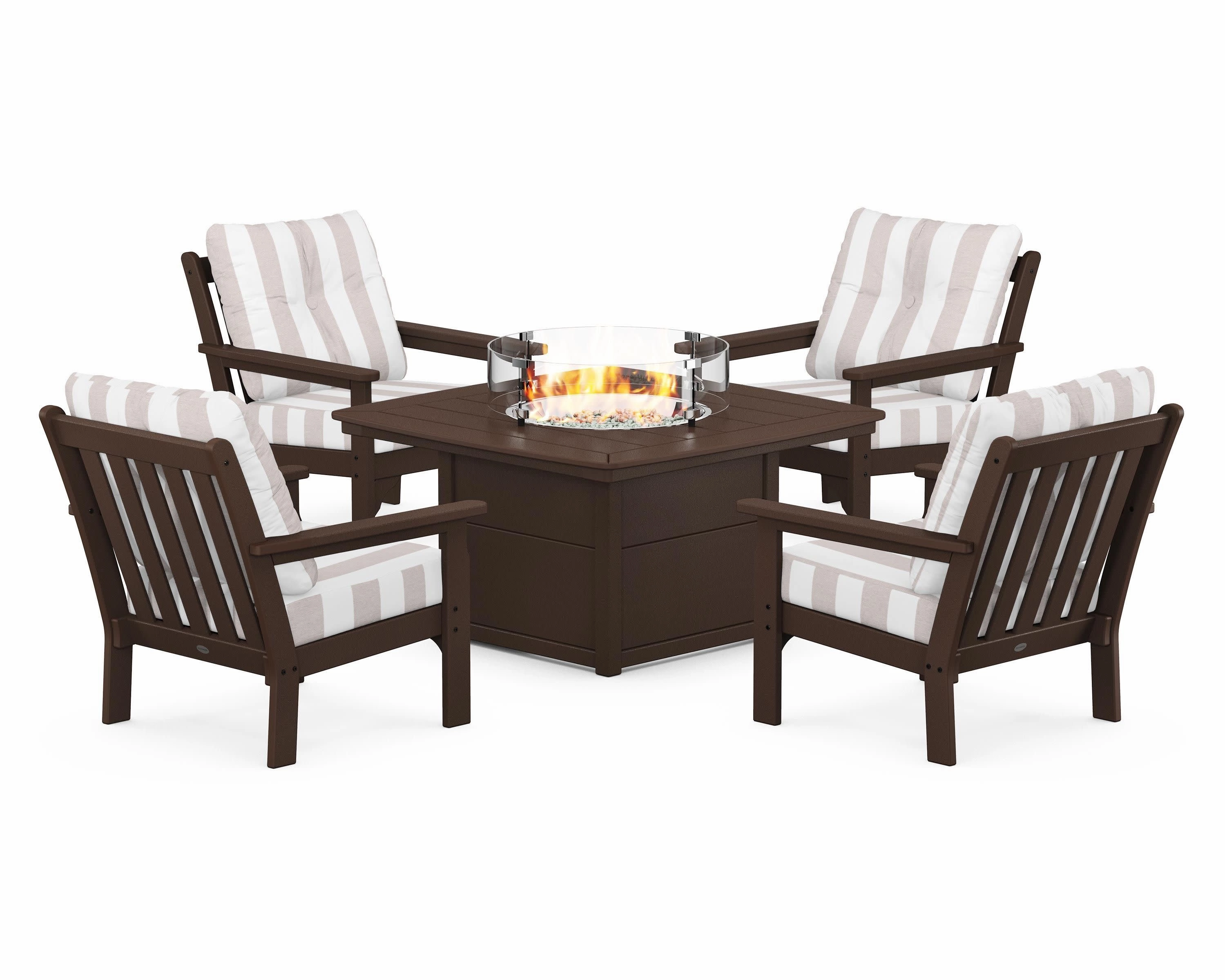 Vineyard 5-Piece Conversation Set with Fire Pit Table