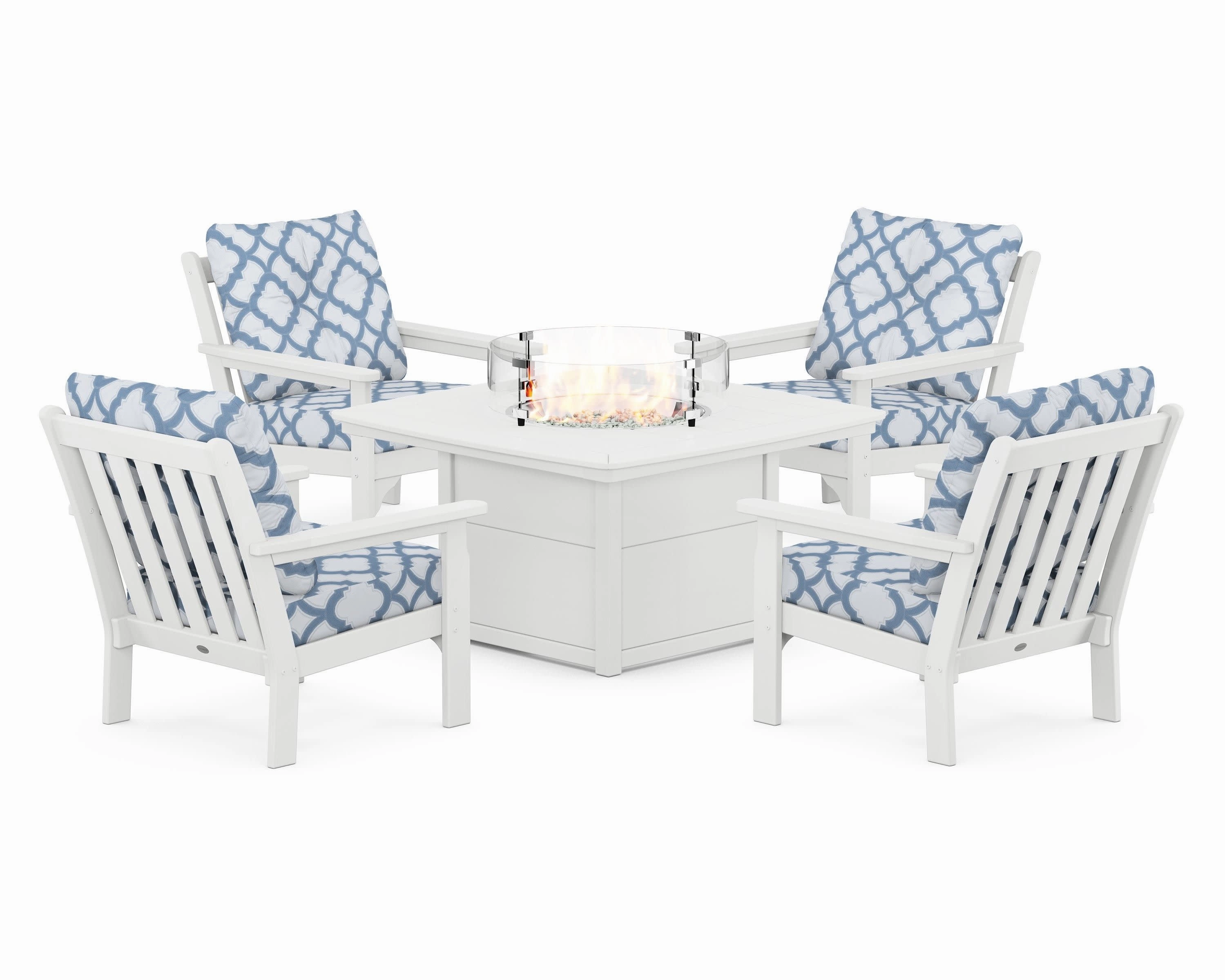 Vineyard 5-Piece Conversation Set with Fire Pit Table
