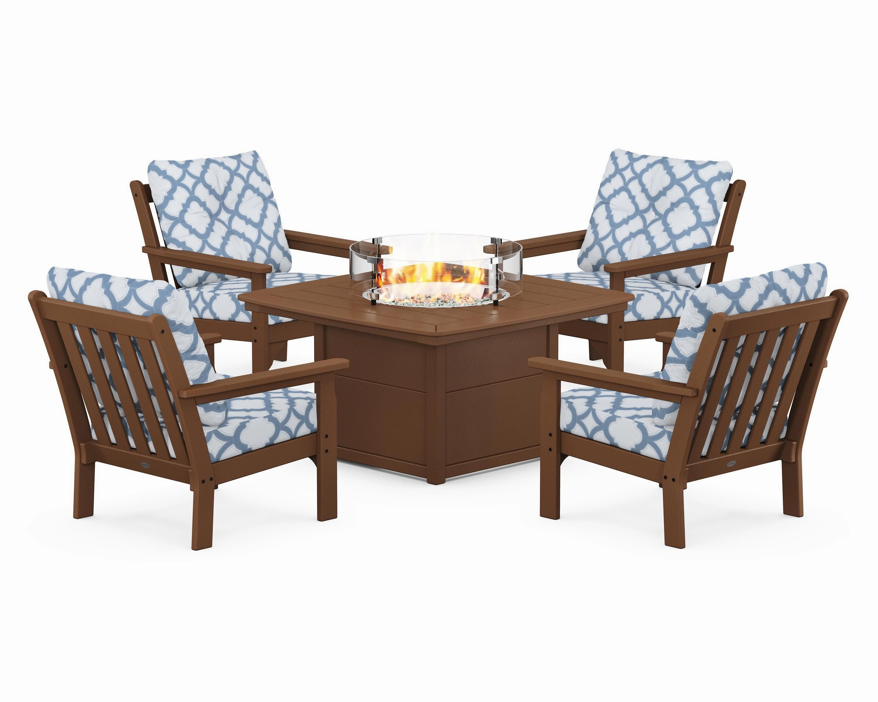 Vineyard 5-Piece Conversation Set with Fire Pit Table