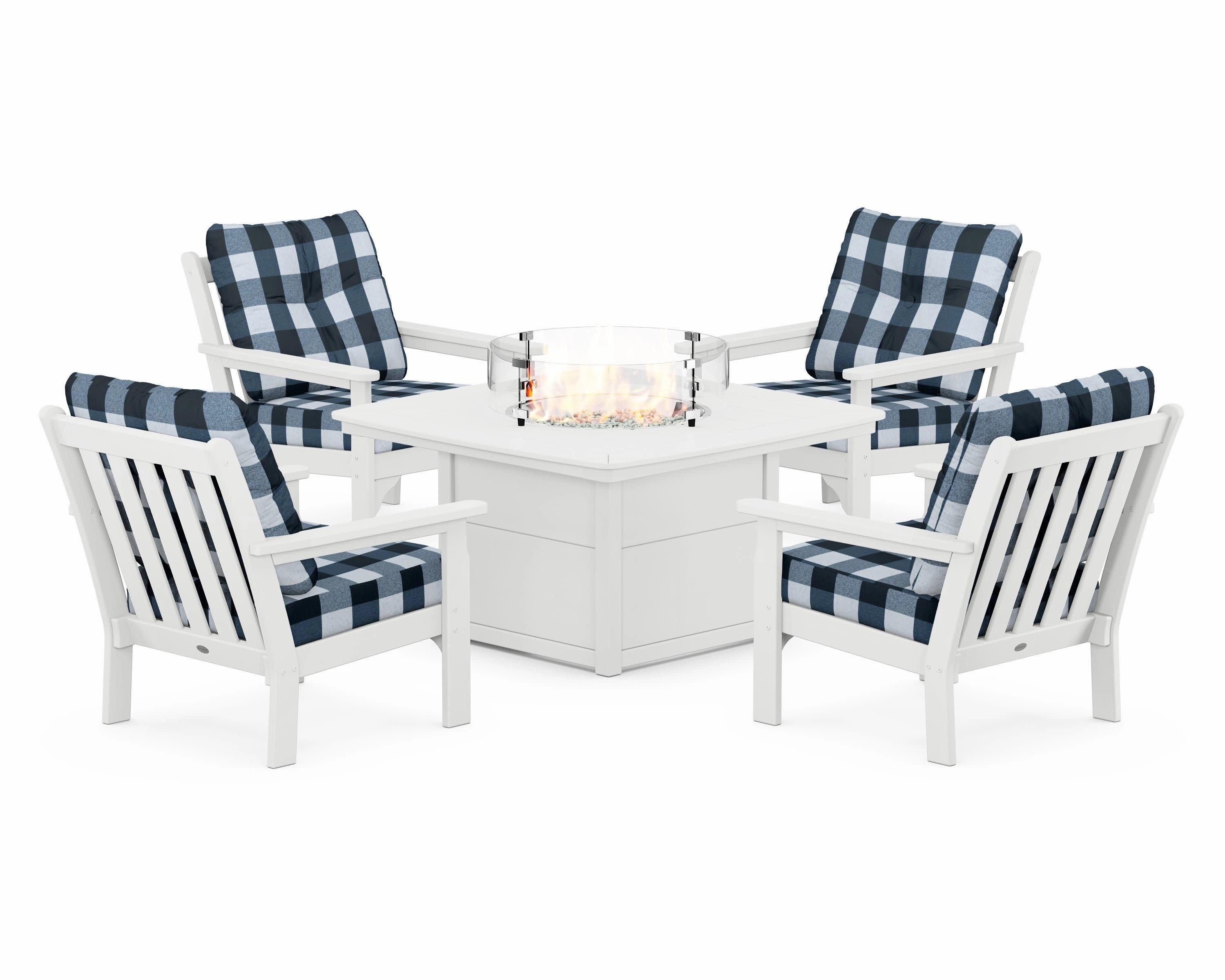 Vineyard 5-Piece Conversation Set with Fire Pit Table