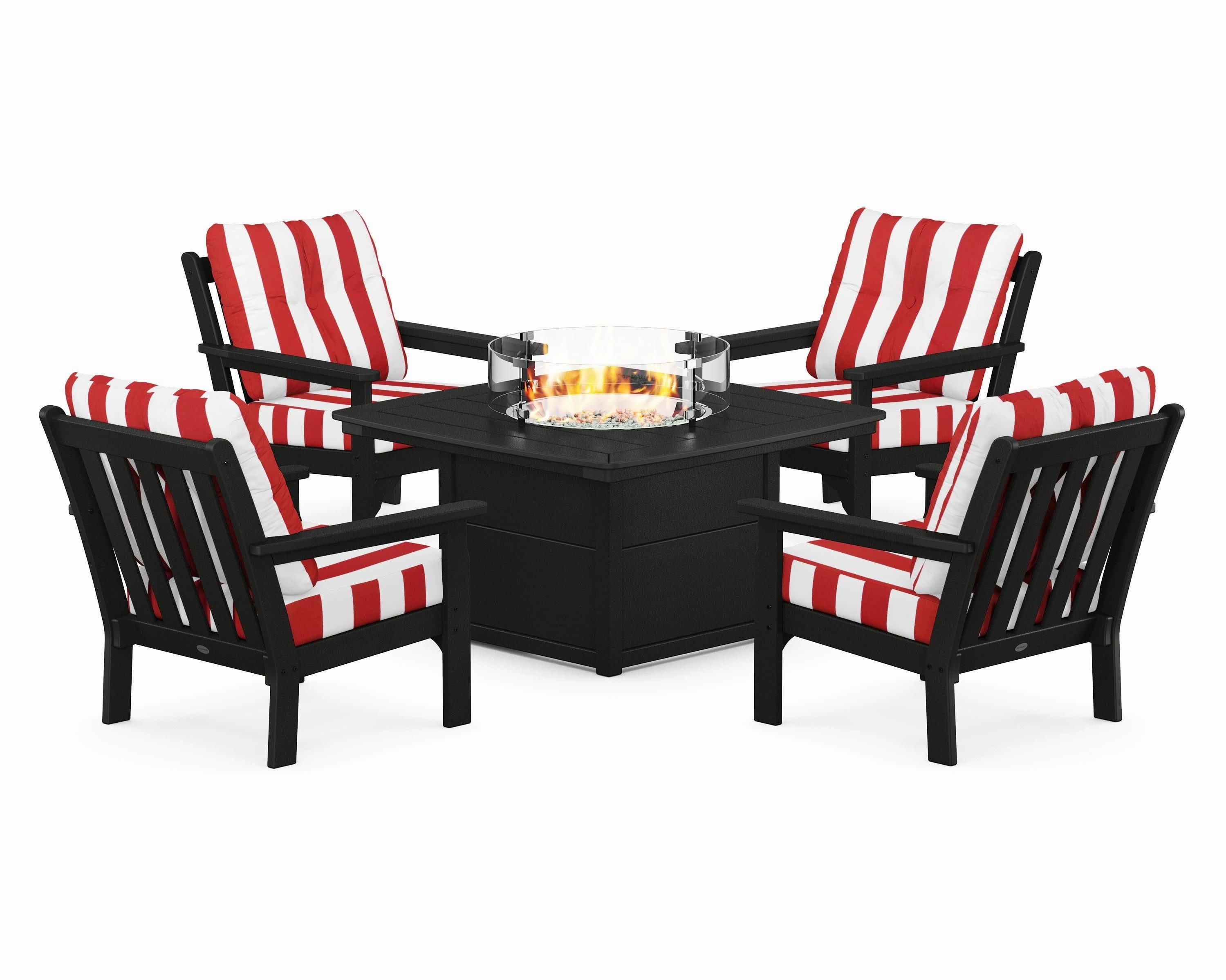 Vineyard 5-Piece Conversation Set with Fire Pit Table