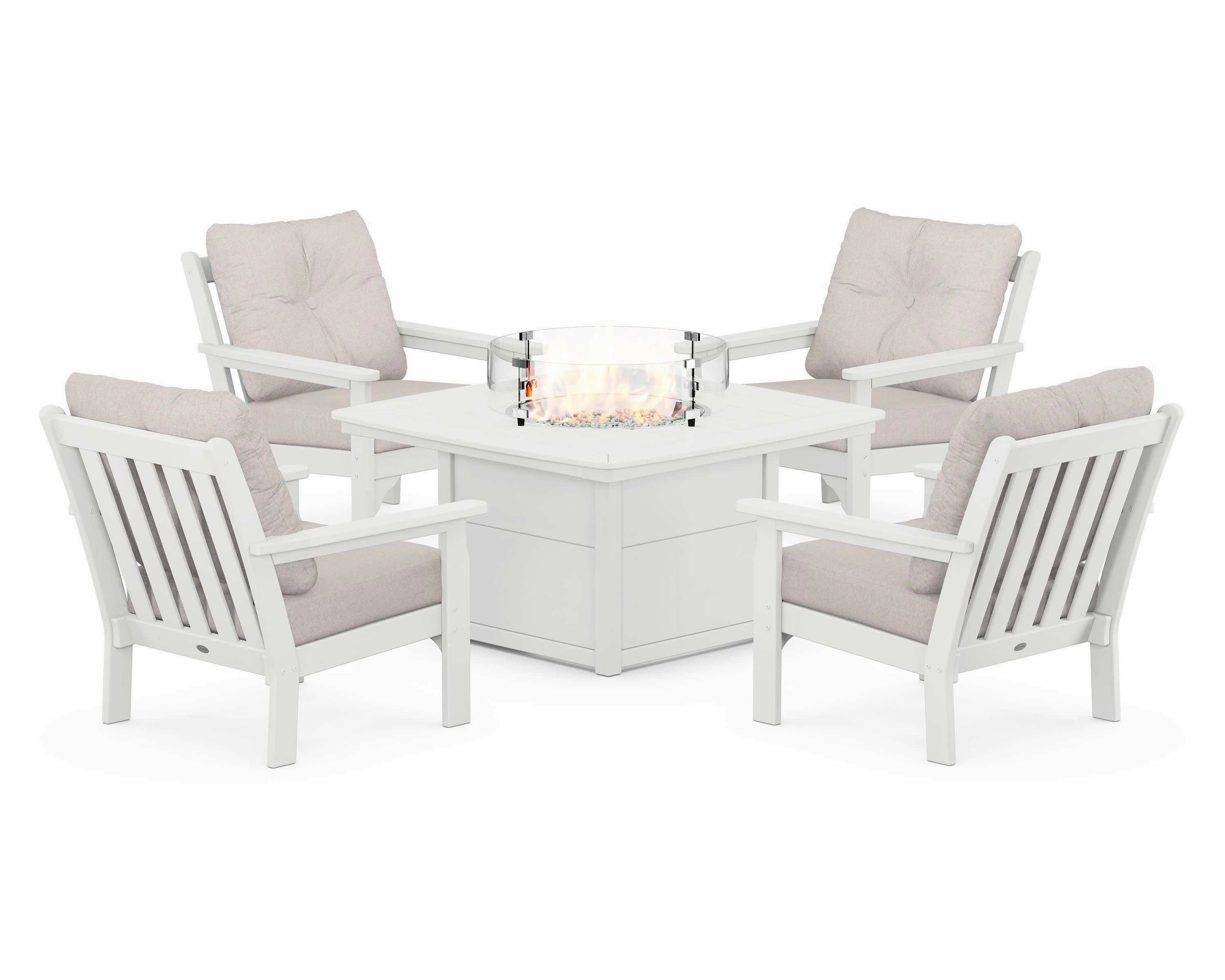 Vineyard 5-Piece Conversation Set with Fire Pit Table