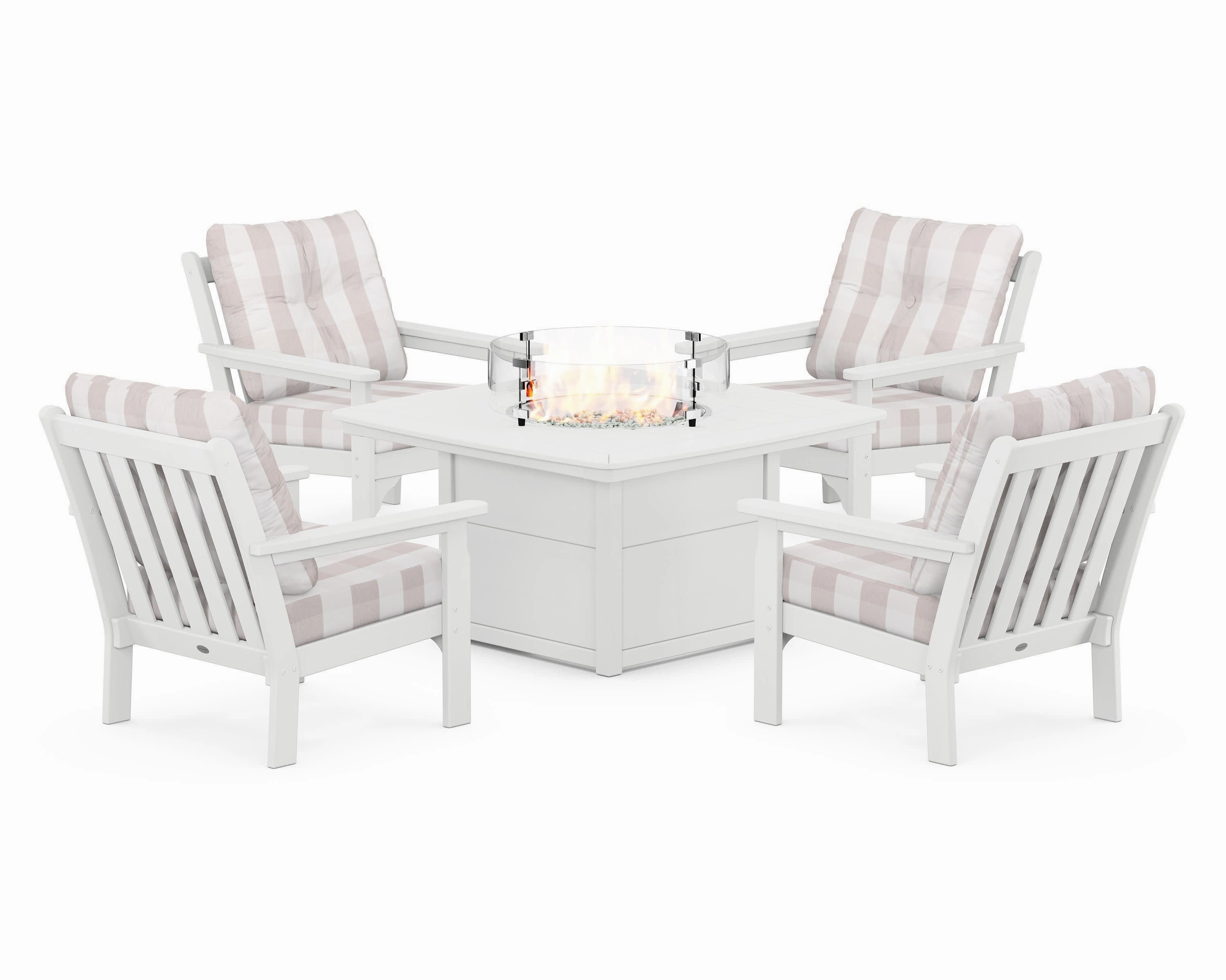 Vineyard 5-Piece Conversation Set with Fire Pit Table
