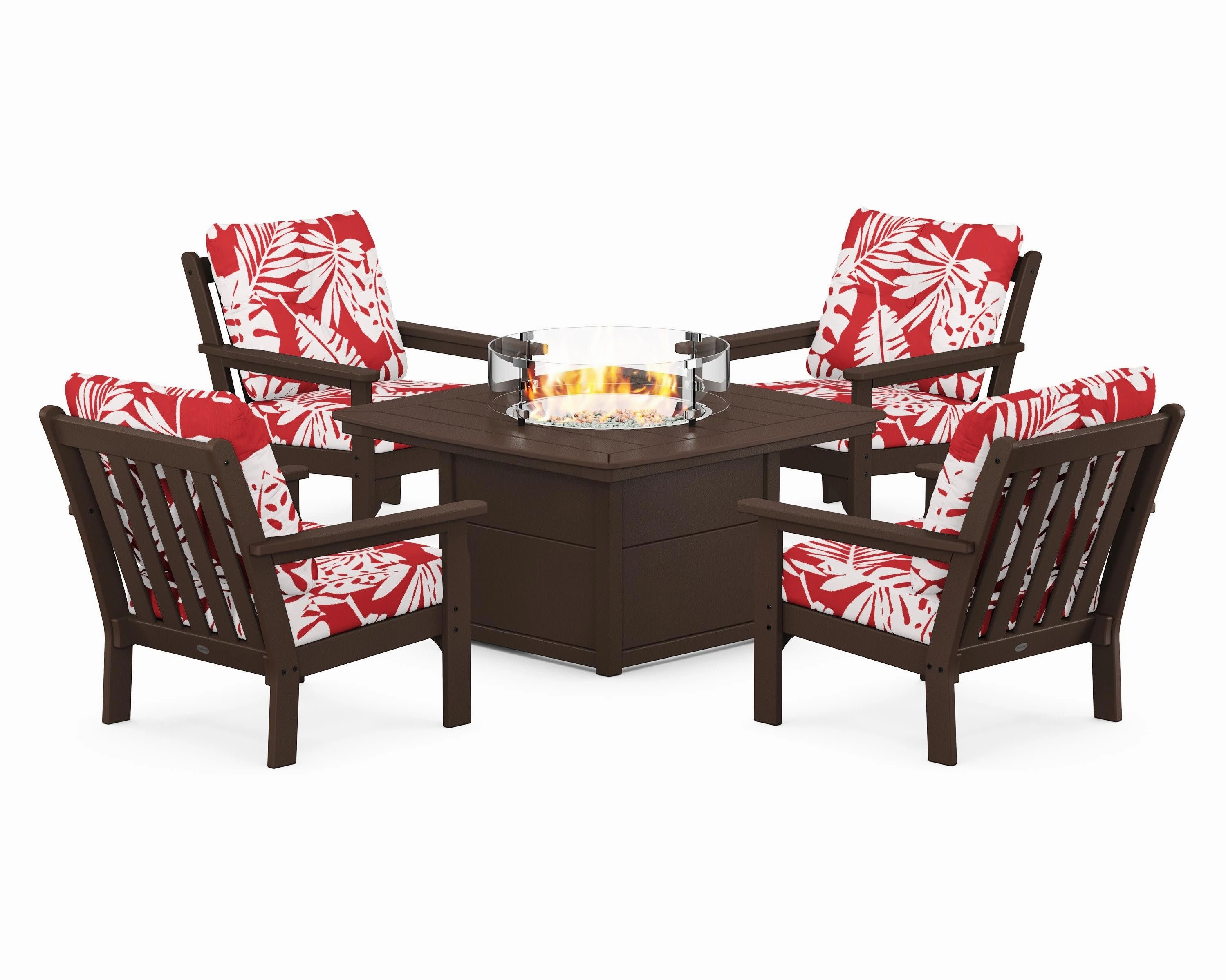 Vineyard 5-Piece Conversation Set with Fire Pit Table