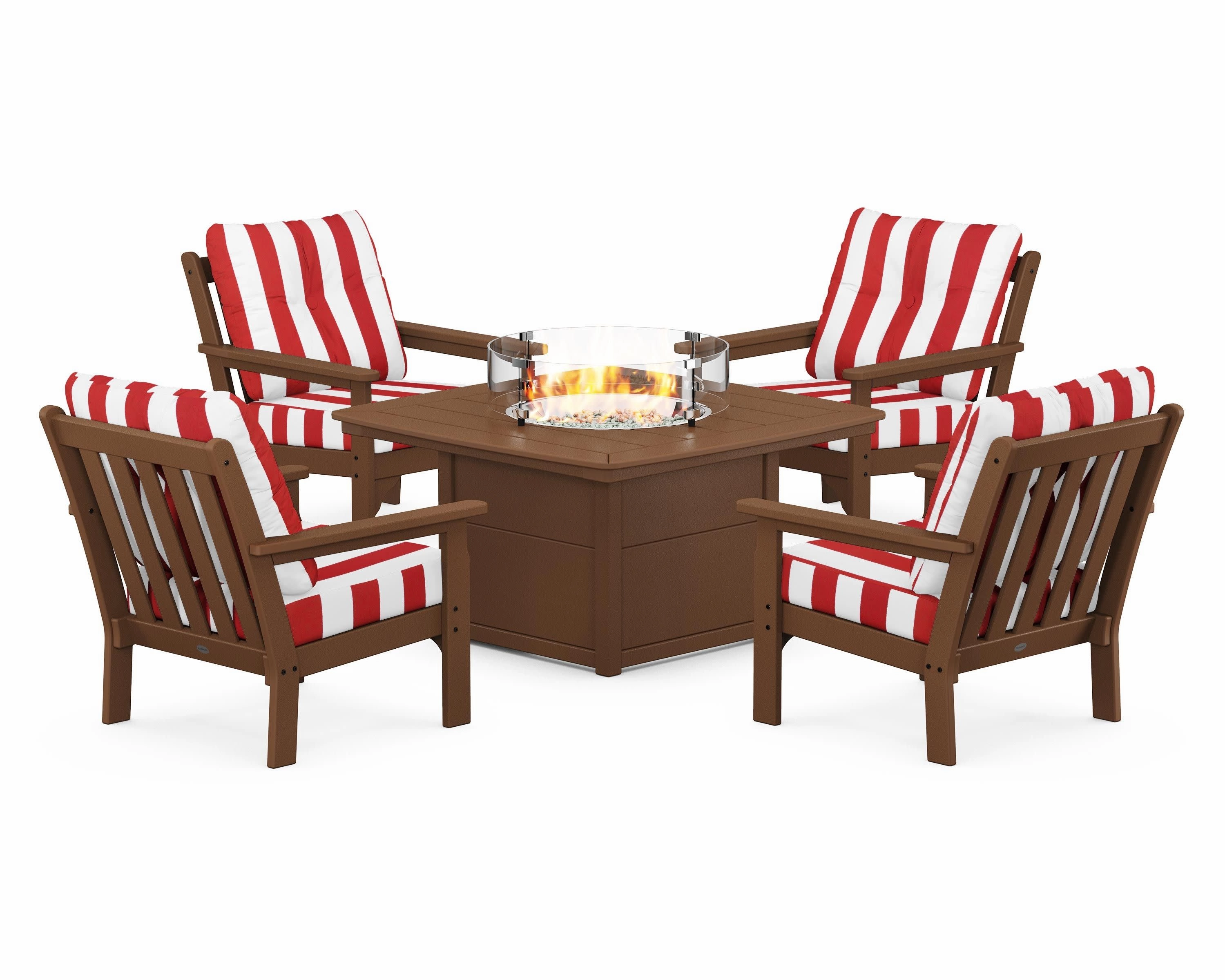 Vineyard 5-Piece Conversation Set with Fire Pit Table