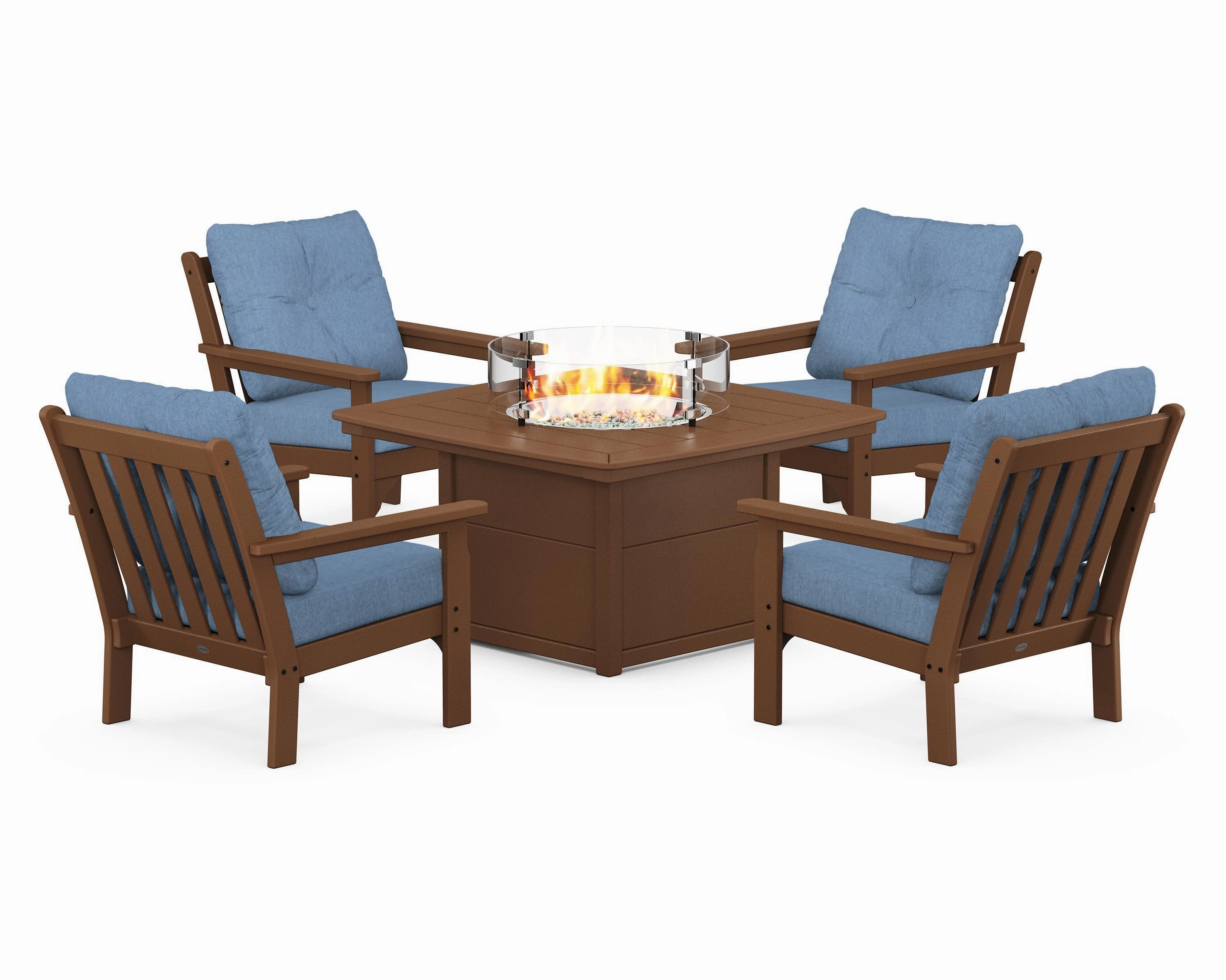 Vineyard 5-Piece Conversation Set with Fire Pit Table