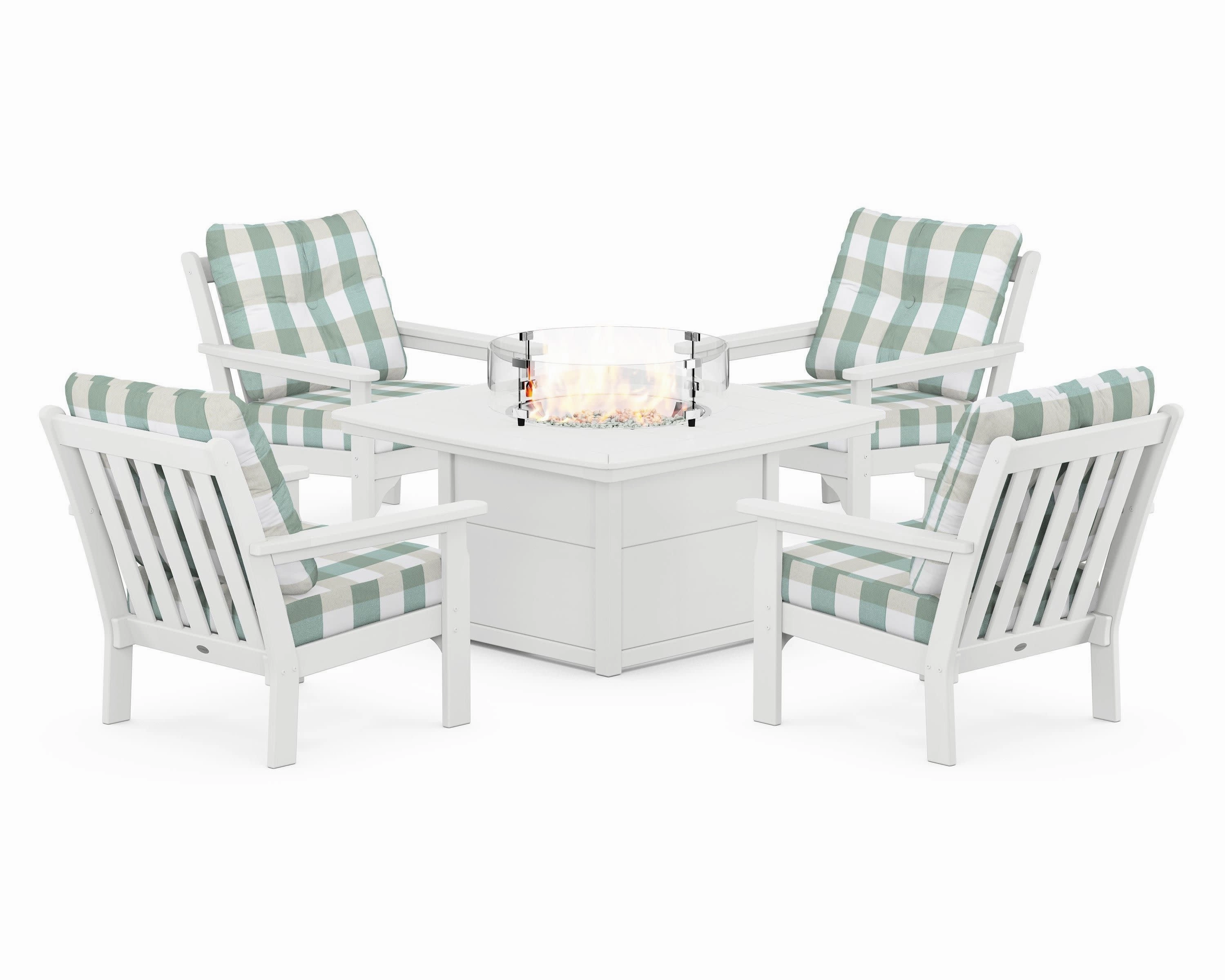 Vineyard 5-Piece Conversation Set with Fire Pit Table