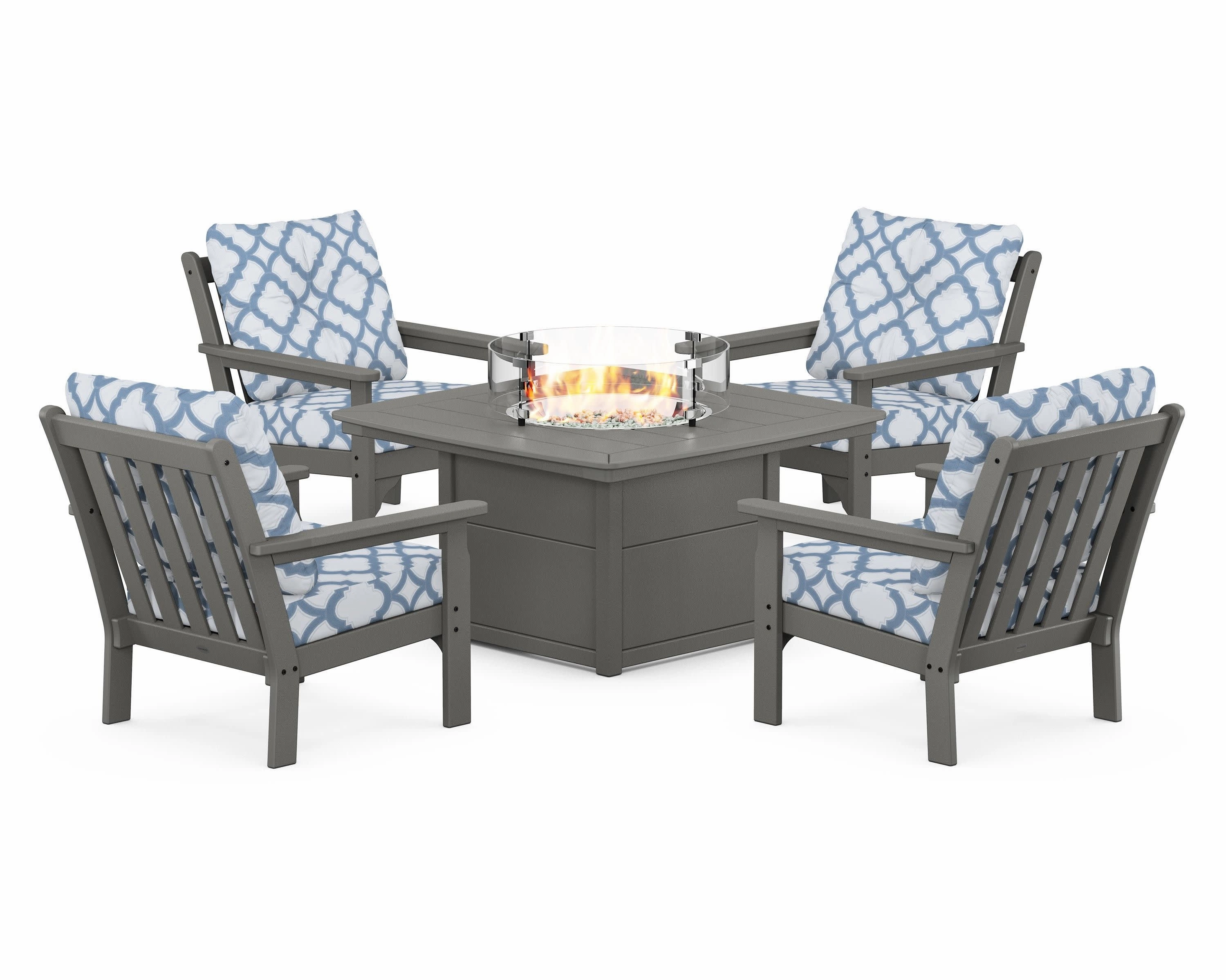Vineyard 5-Piece Conversation Set with Fire Pit Table