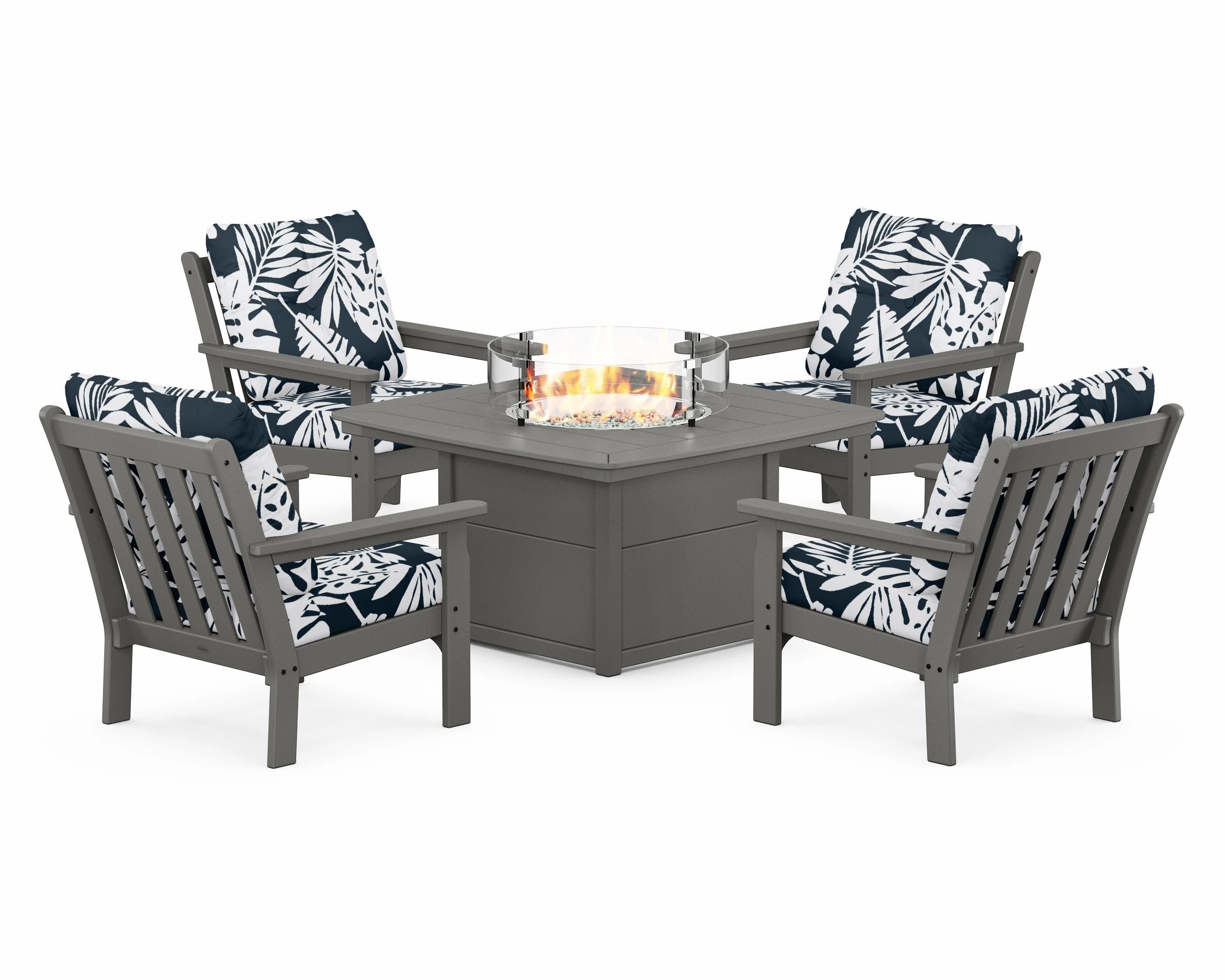 Vineyard 5-Piece Conversation Set with Fire Pit Table