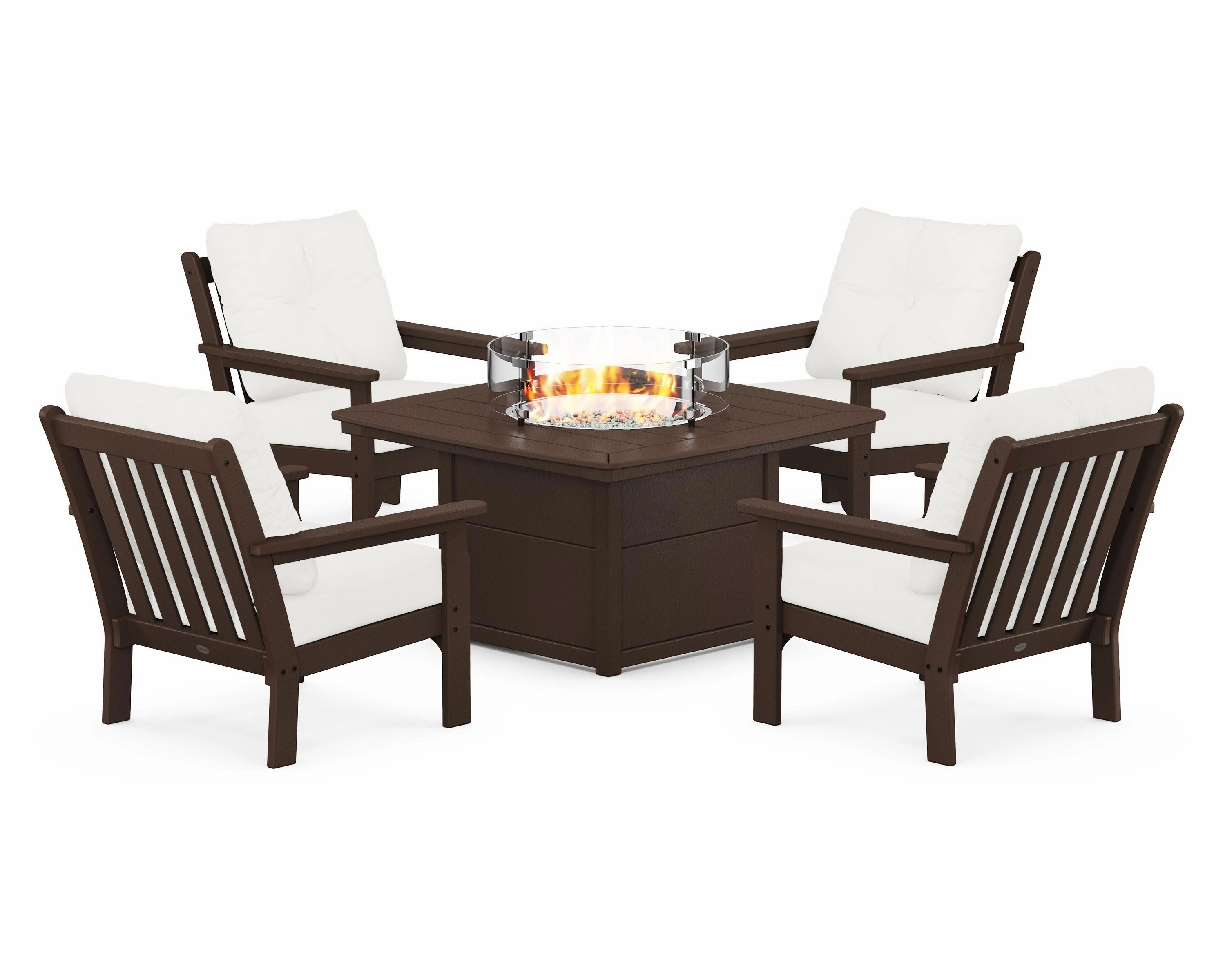 Vineyard 5-Piece Conversation Set with Fire Pit Table