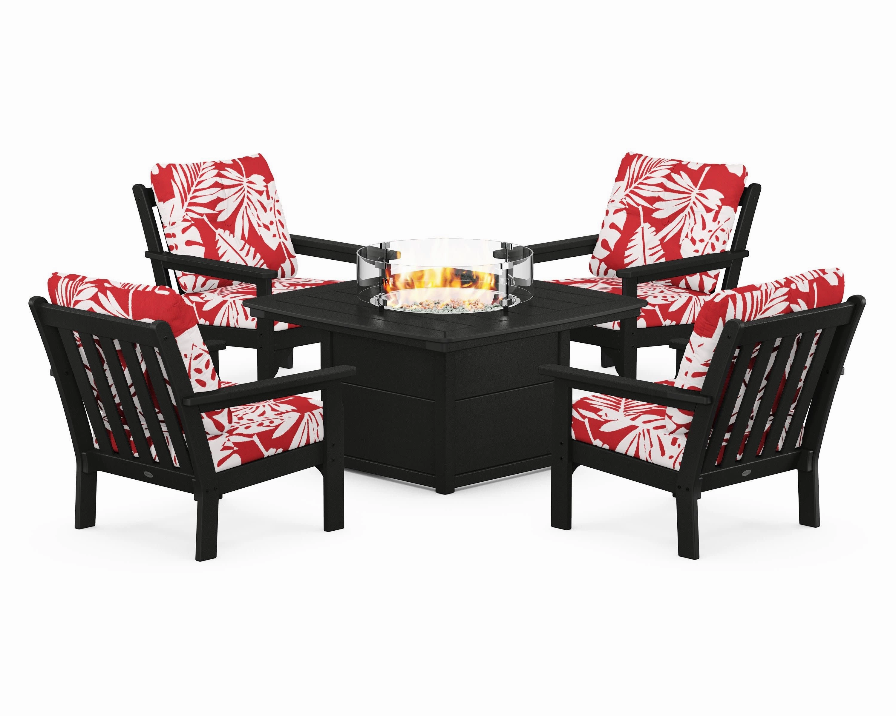 Vineyard 5-Piece Conversation Set with Fire Pit Table