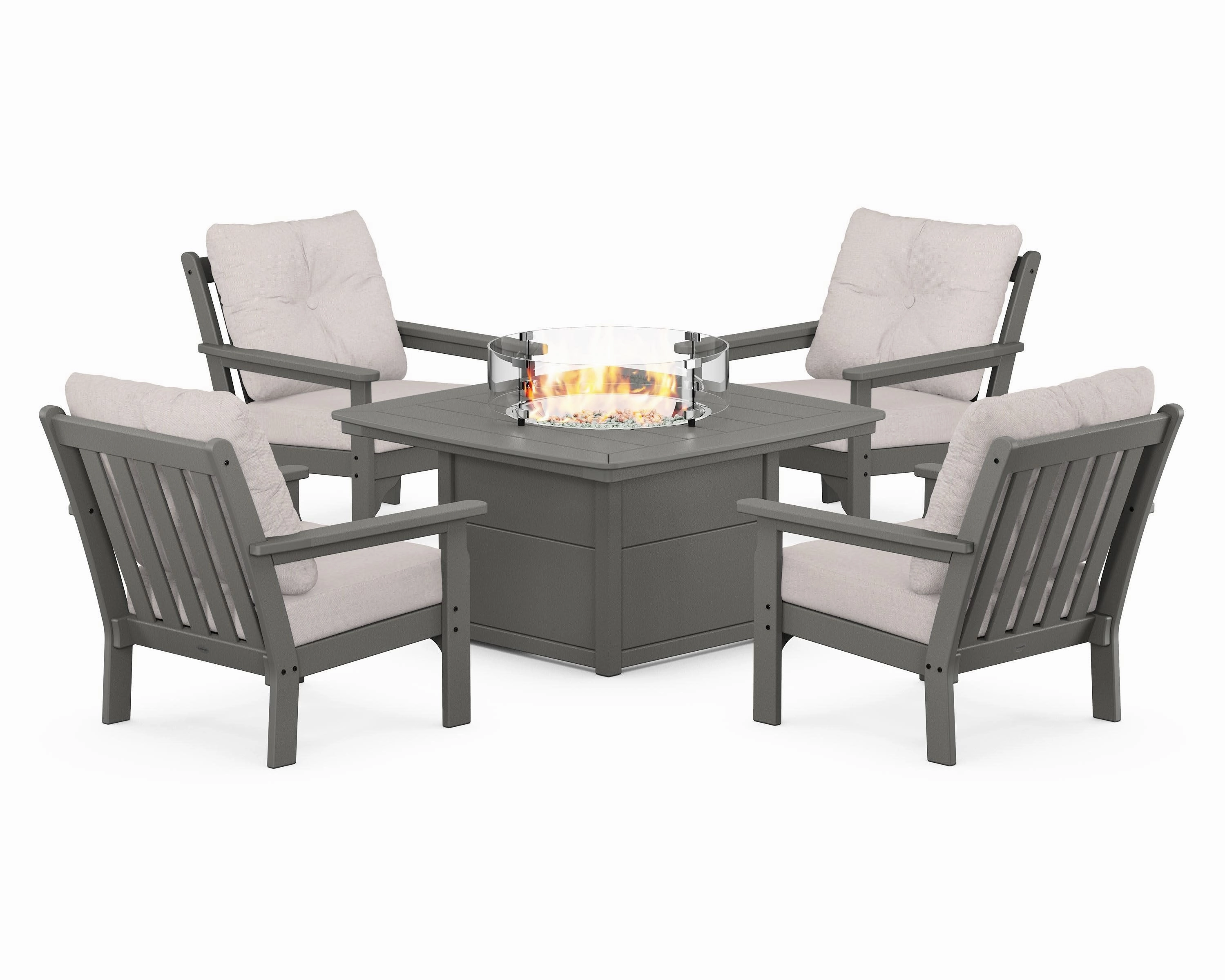 Vineyard 5-Piece Conversation Set with Fire Pit Tableoutdoor patio dining furniture set