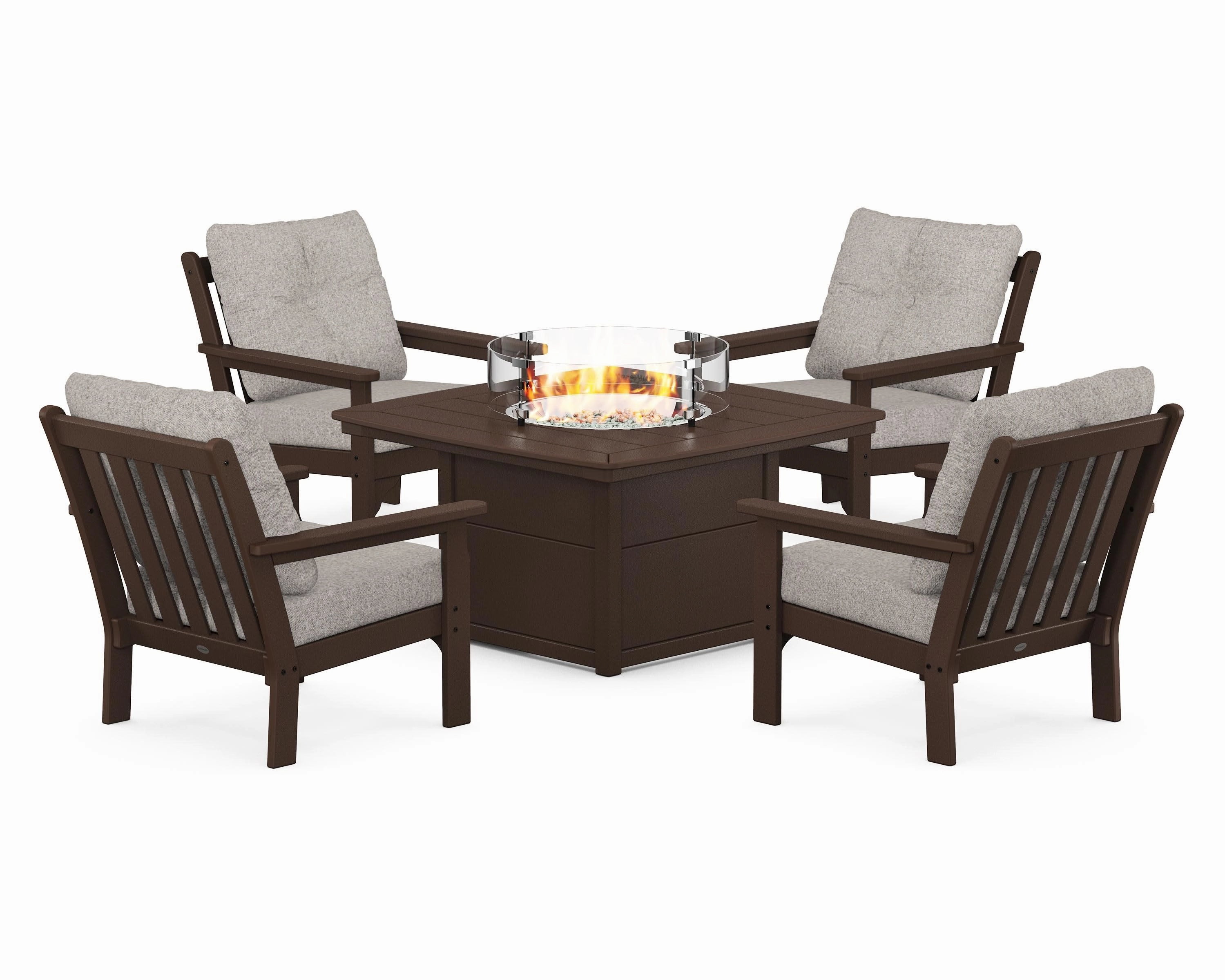 Vineyard 5-Piece Conversation Set with Fire Pit Table