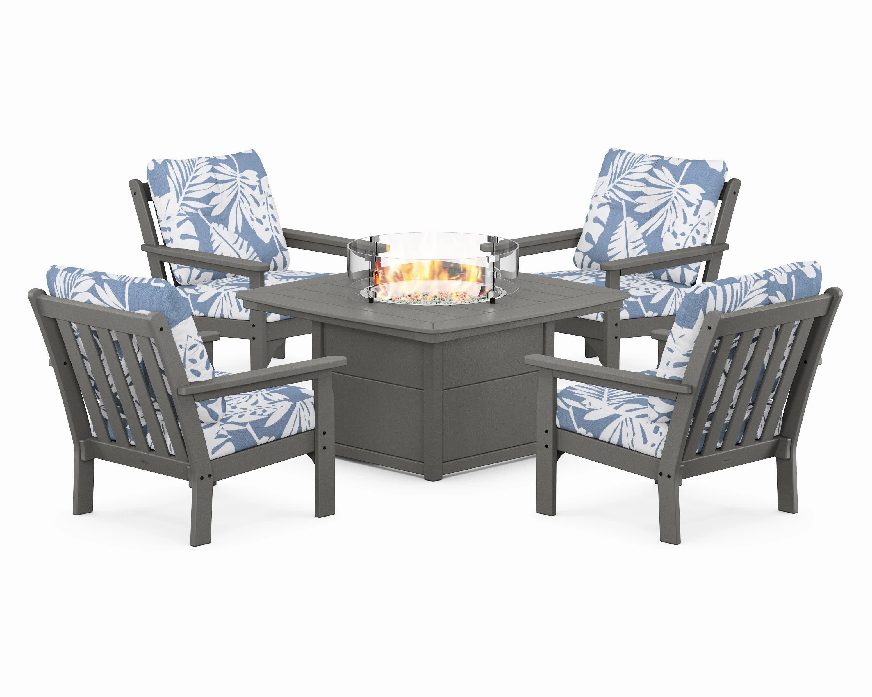 Vineyard 5-Piece Conversation Set with Fire Pit Table