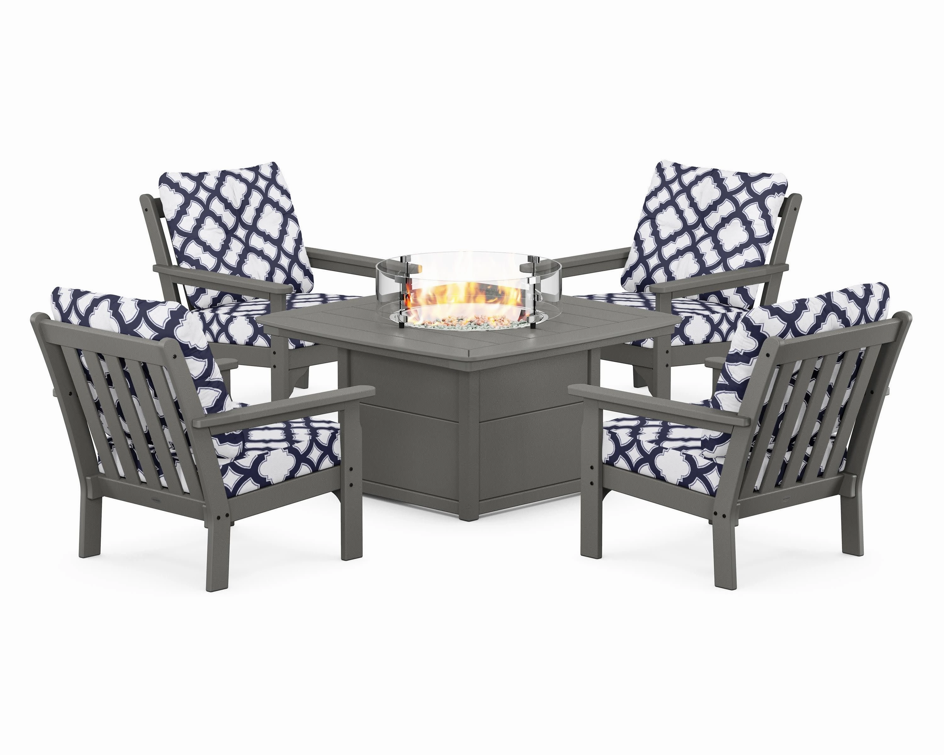 Vineyard 5-Piece Conversation Set with Fire Pit Table