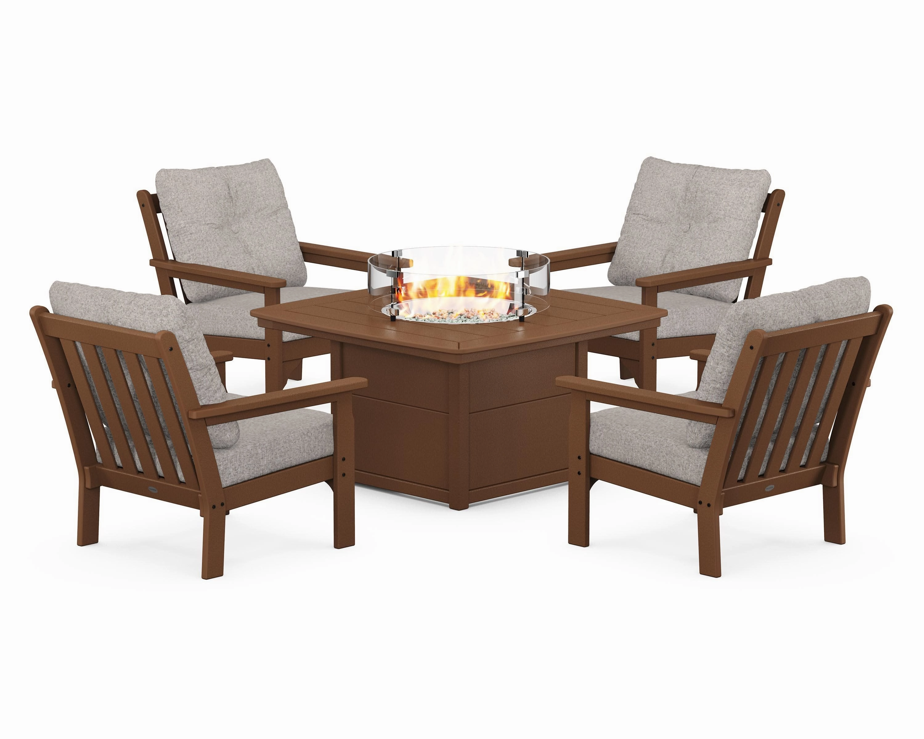 Vineyard 5-Piece Conversation Set with Fire Pit Table