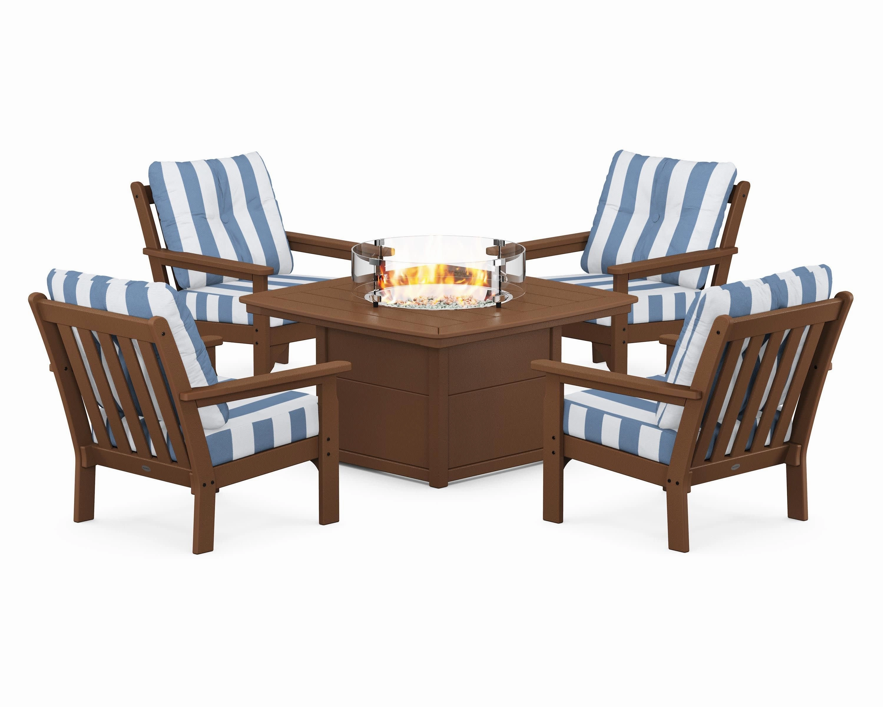 Vineyard 5-Piece Conversation Set with Fire Pit Table