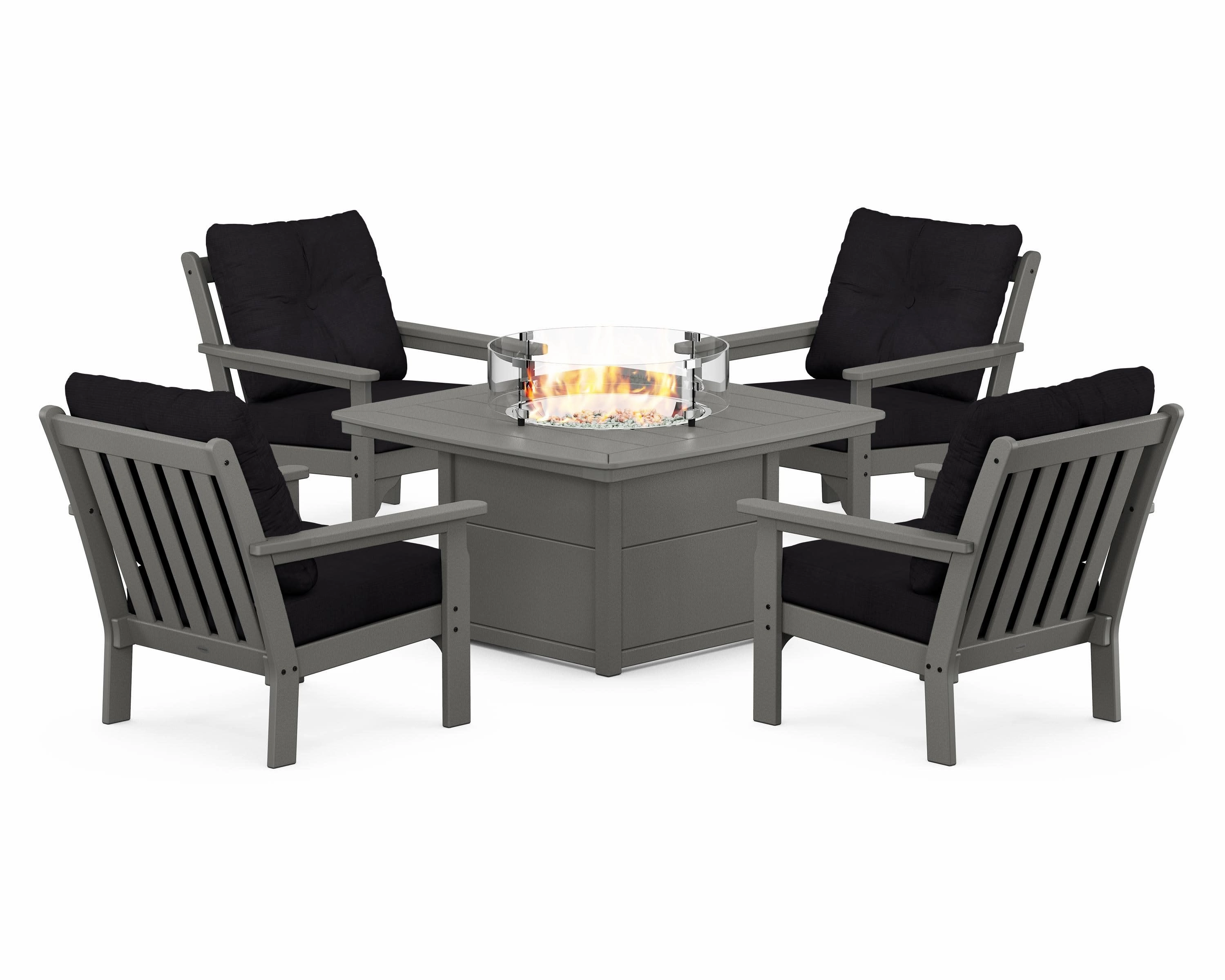 Vineyard 5-Piece Conversation Set with Fire Pit Table