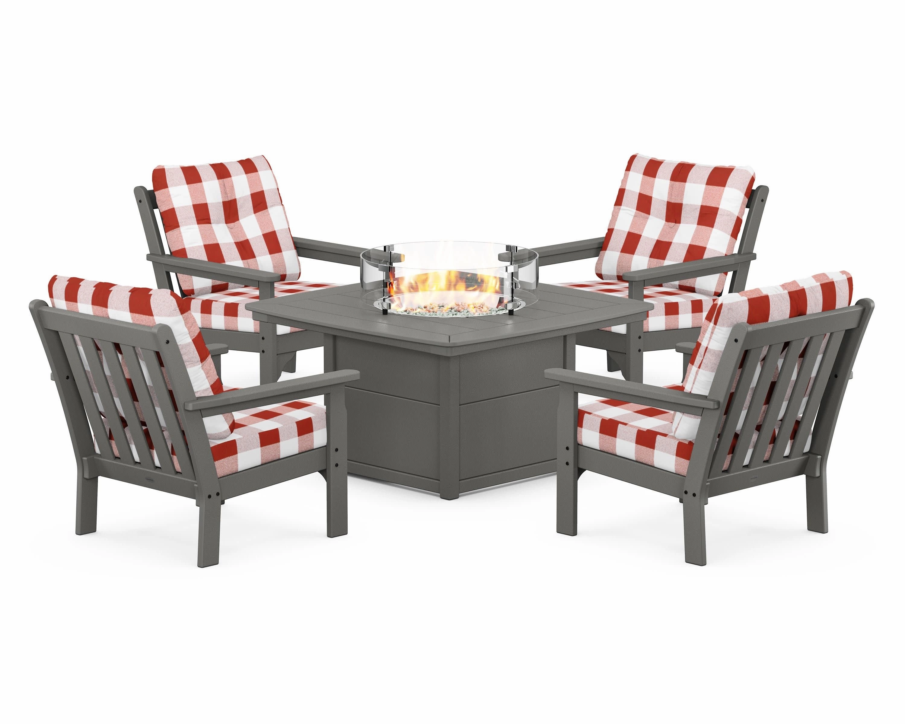 Vineyard 5-Piece Conversation Set with Fire Pit Table
