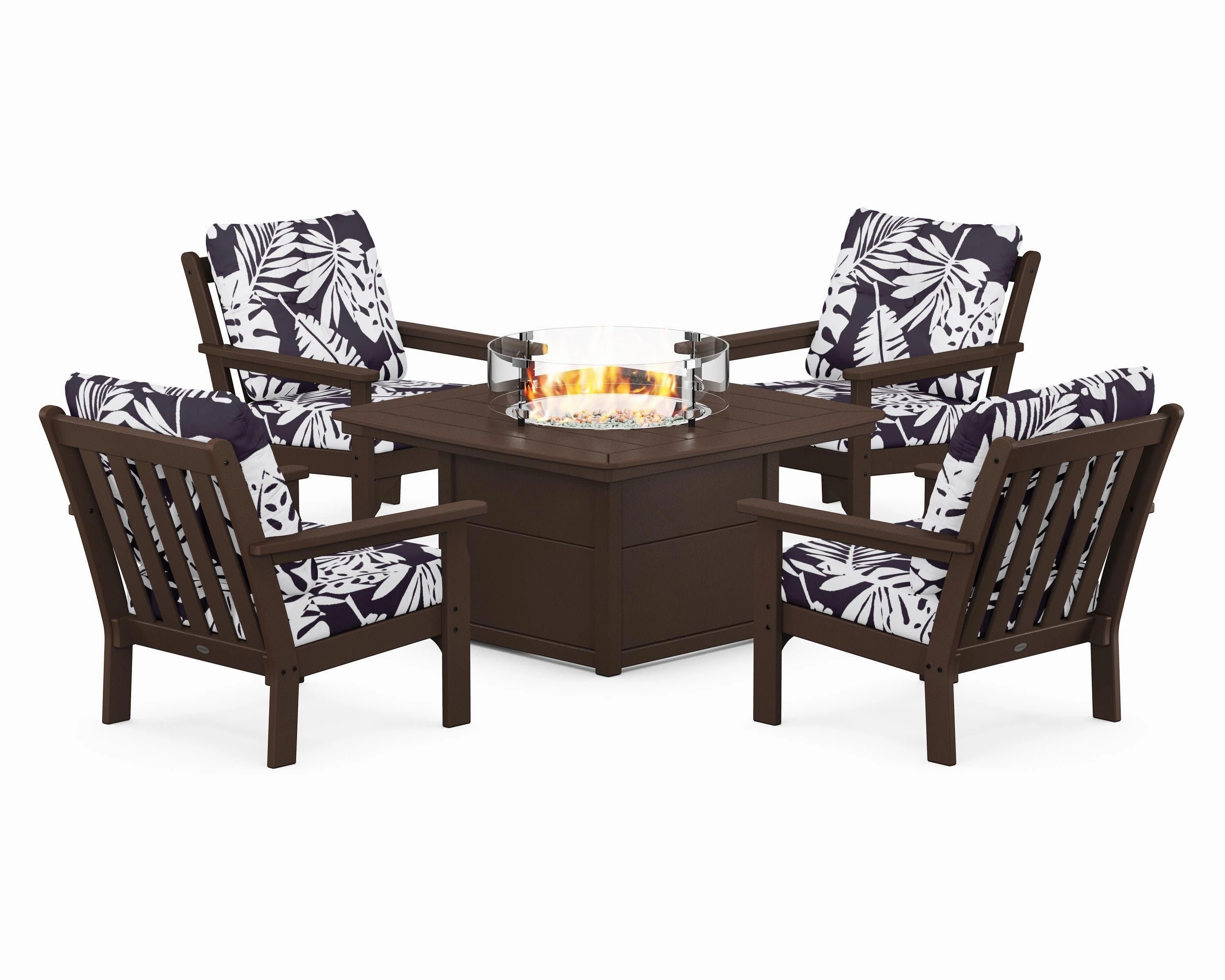 Vineyard 5-Piece Conversation Set with Fire Pit Table