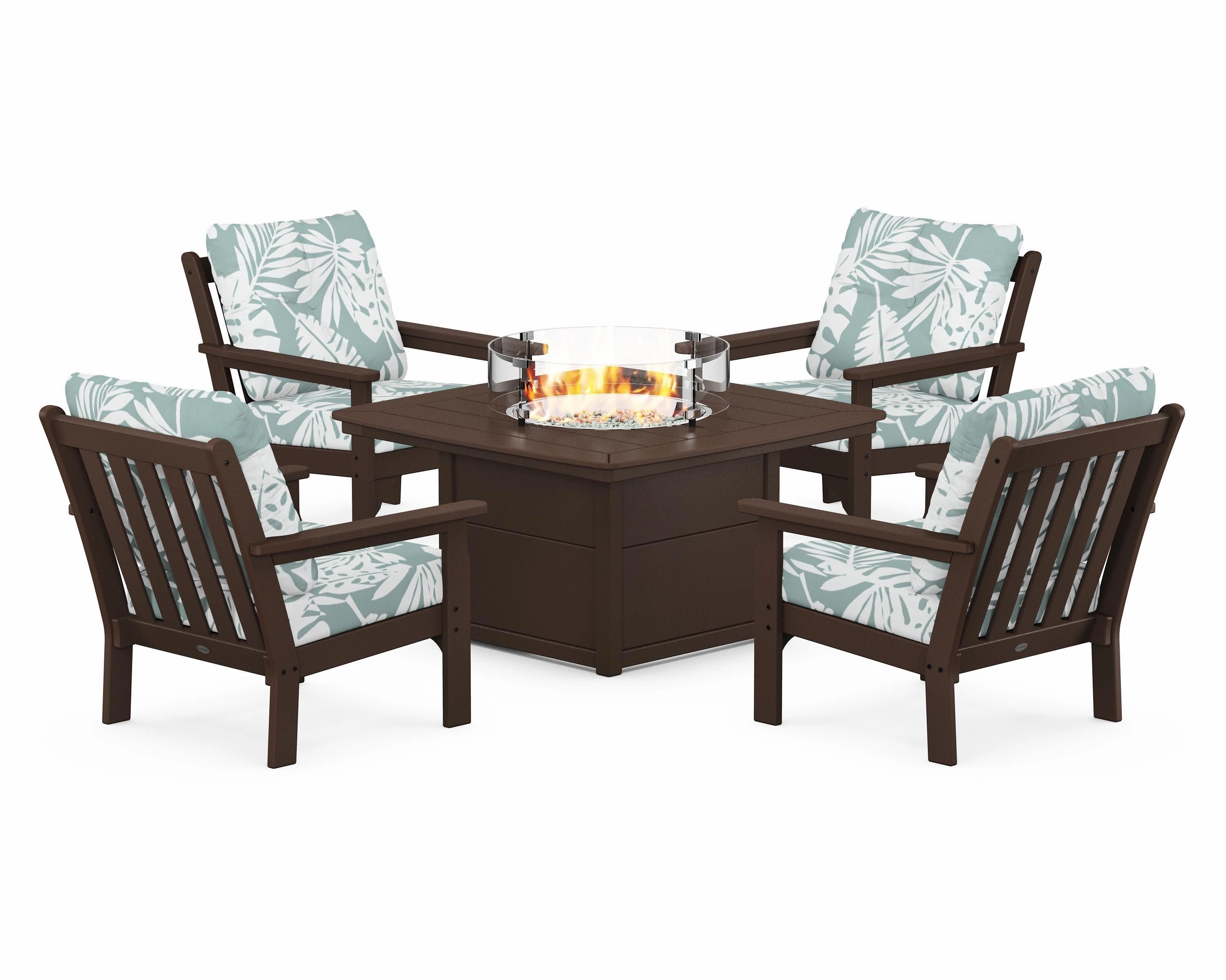 Vineyard 5-Piece Conversation Set with Fire Pit Table