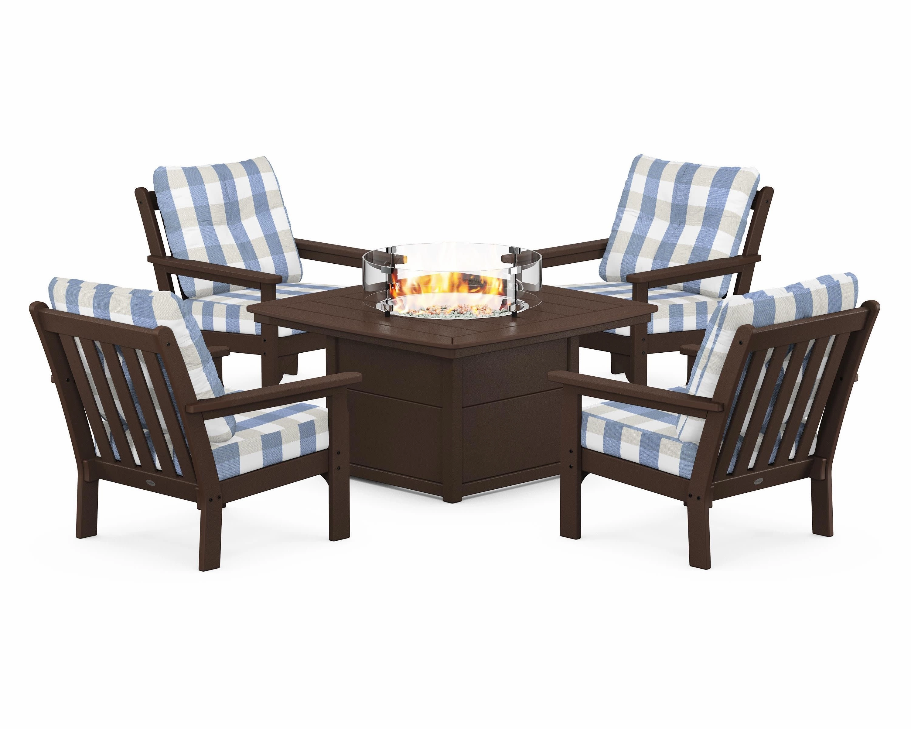Vineyard 5-Piece Conversation Set with Fire Pit Table