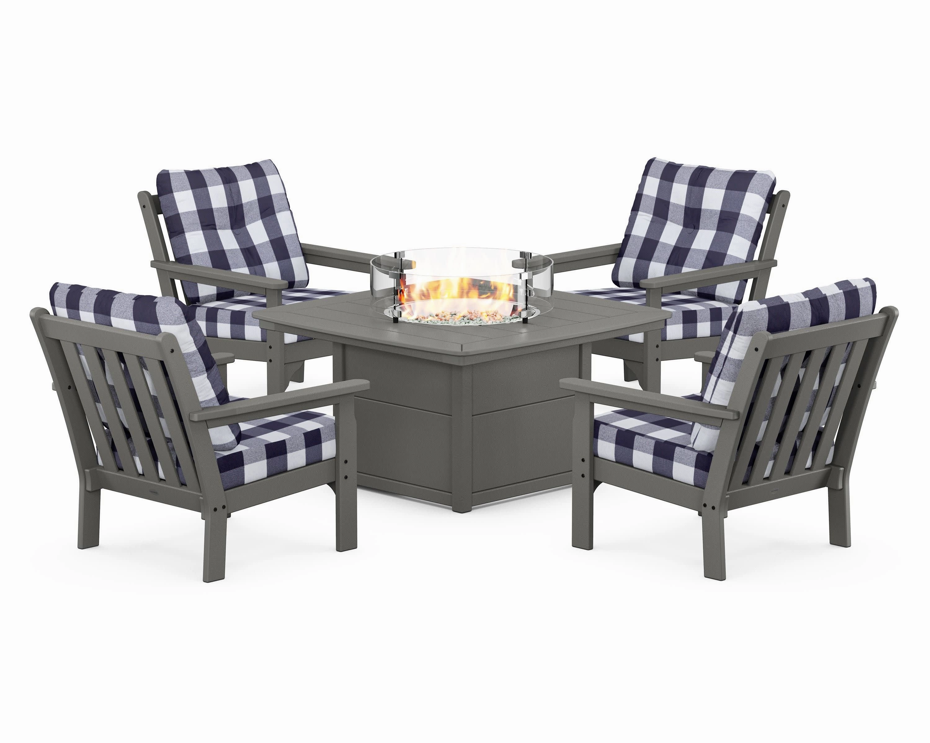 Vineyard 5-Piece Conversation Set with Fire Pit Table