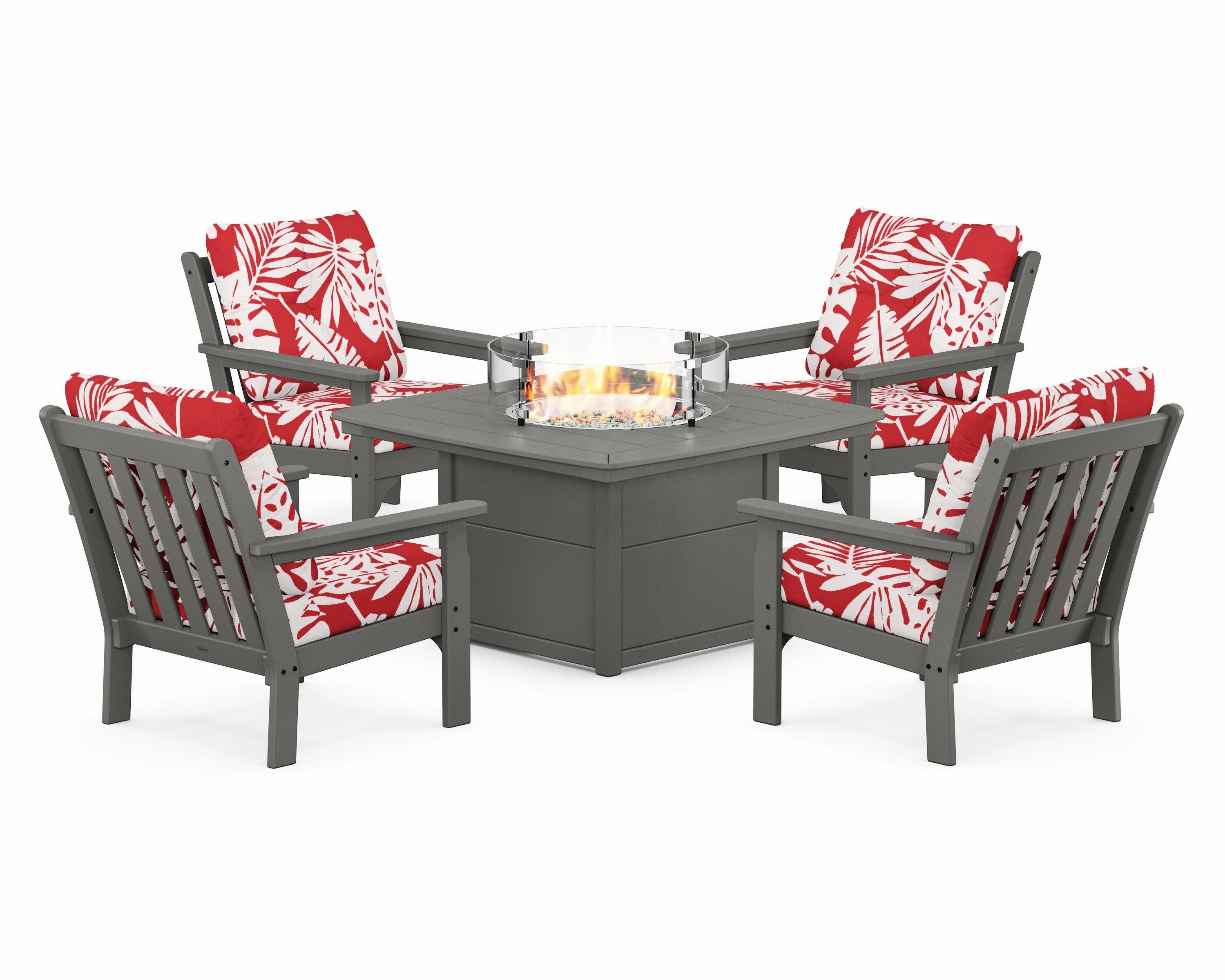 Vineyard 5-Piece Conversation Set with Fire Pit Table