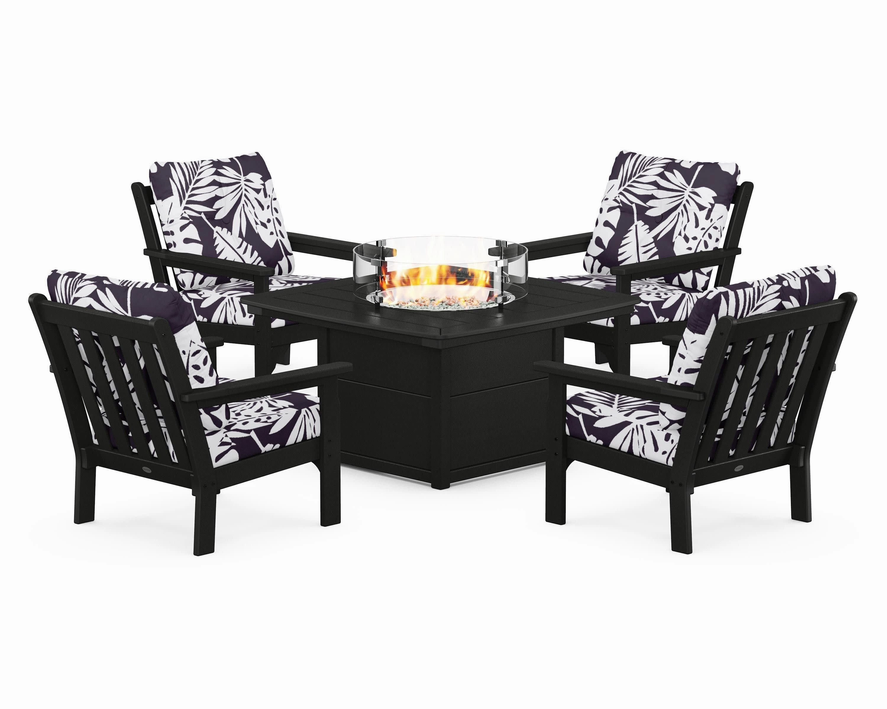 Vineyard 5-Piece Conversation Set with Fire Pit Table