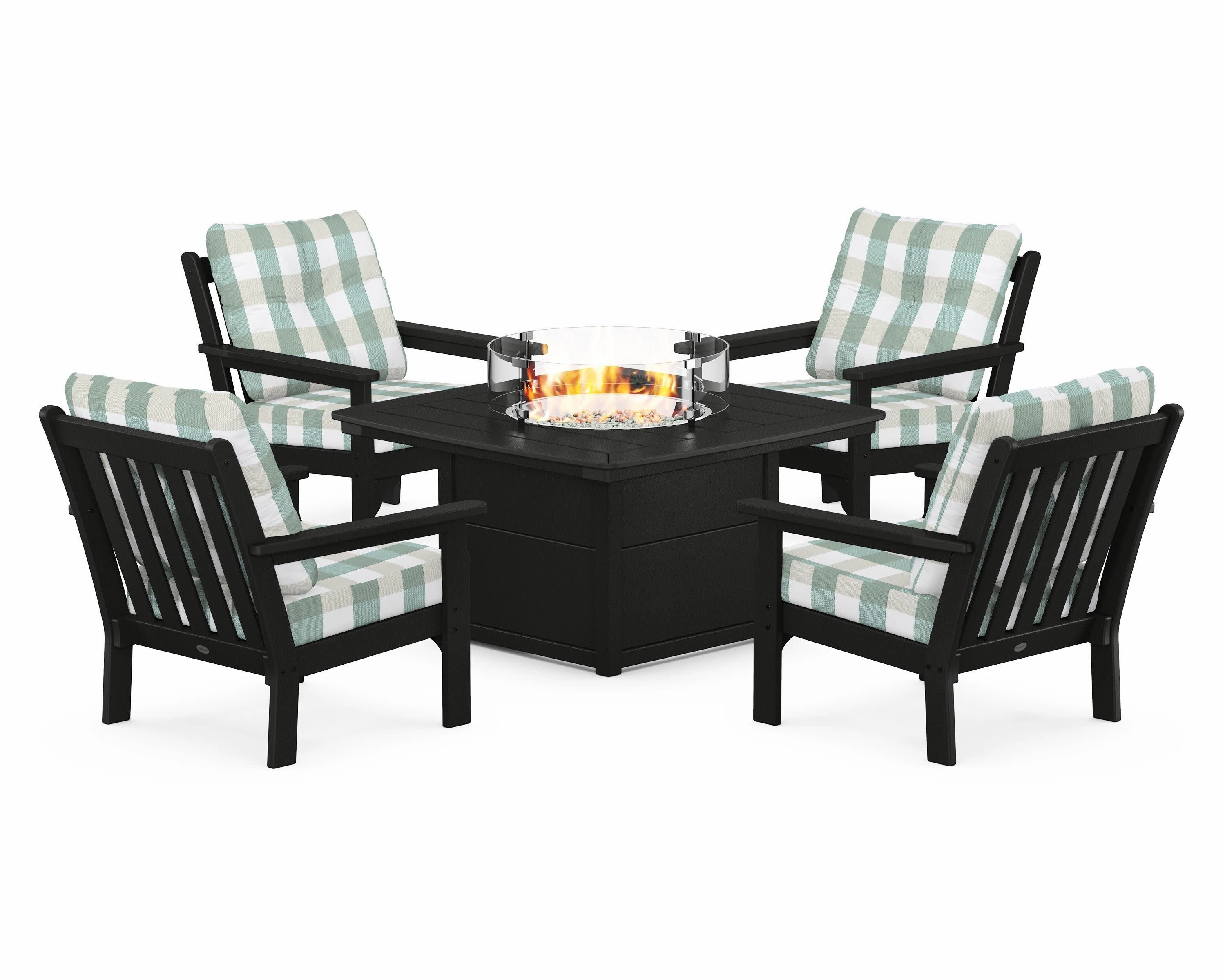 Vineyard 5-Piece Conversation Set with Fire Pit Table